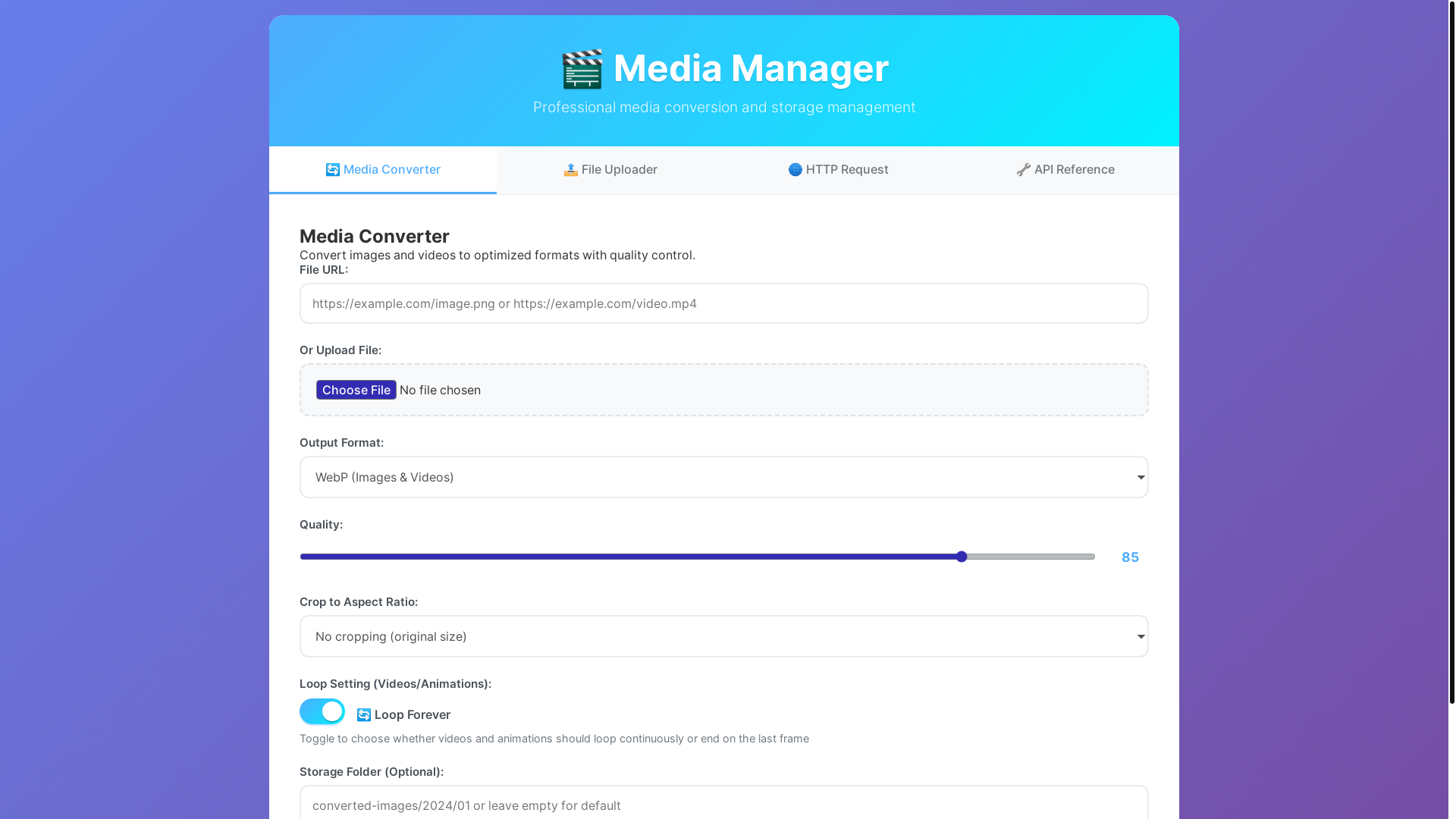 website screenshot of https://toms-media-manager-ui.pages.dev/