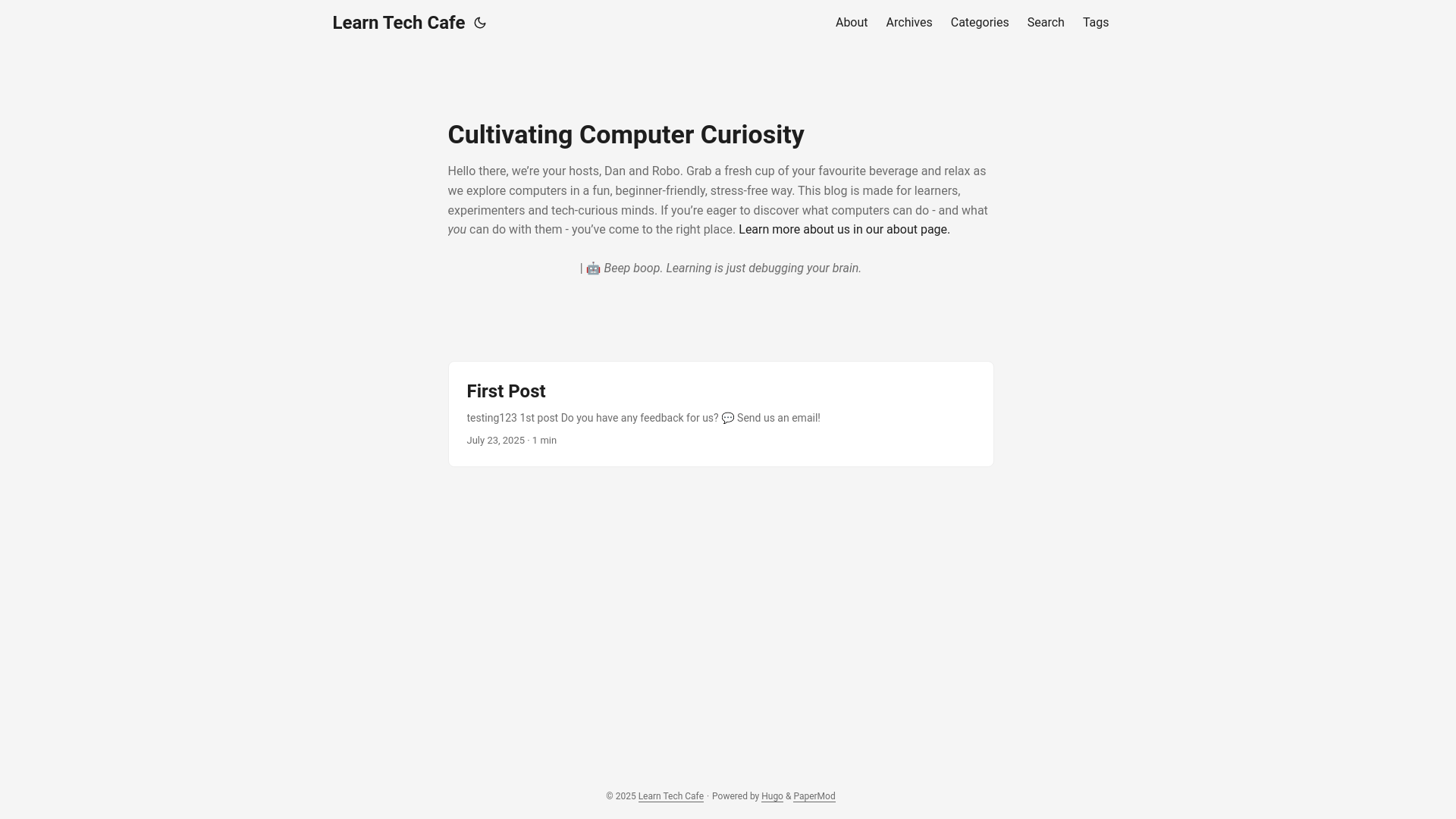 website screenshot of https://learntechcafe.com/