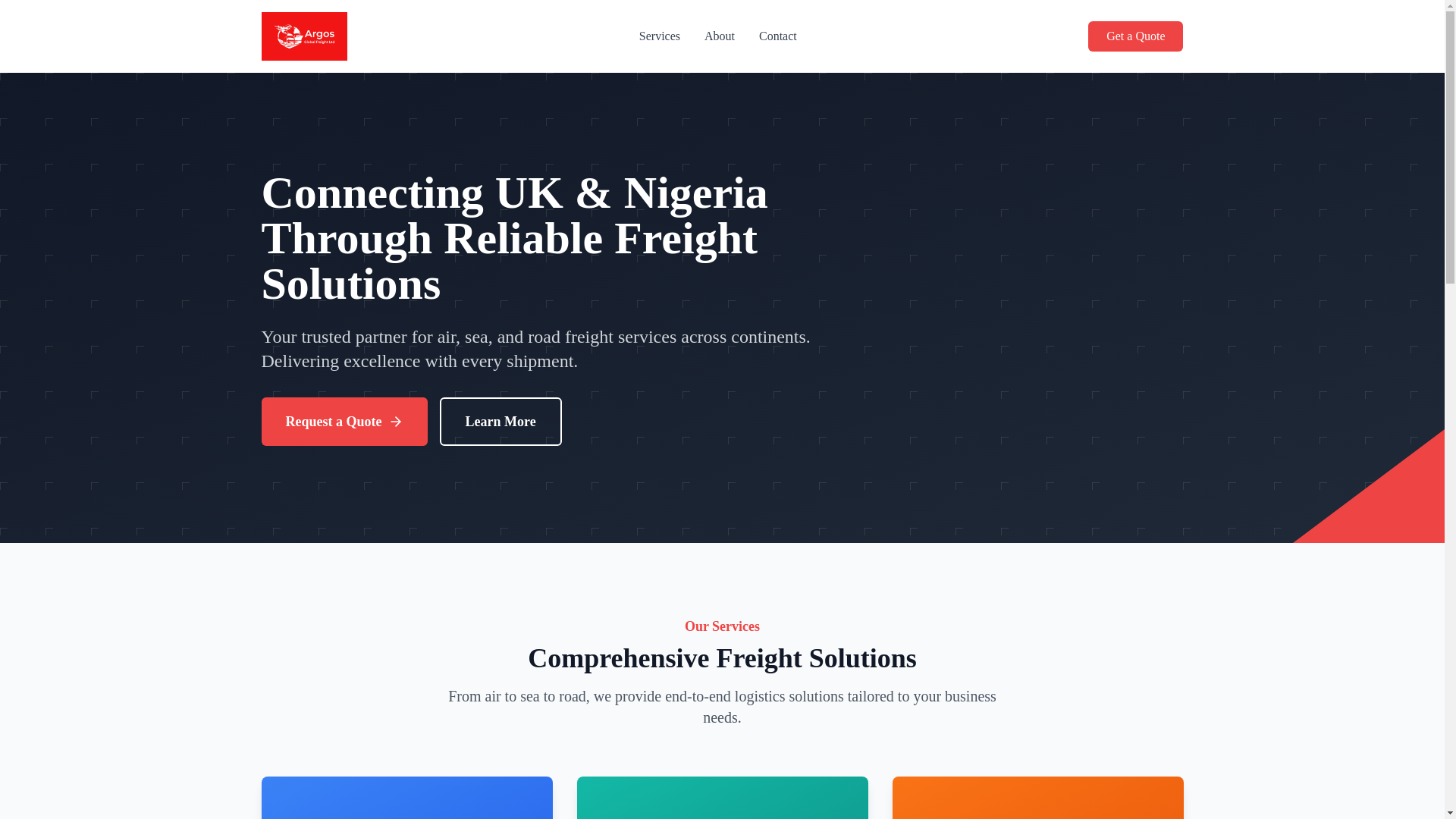 website screenshot of https://argoslogistics.co.uk/