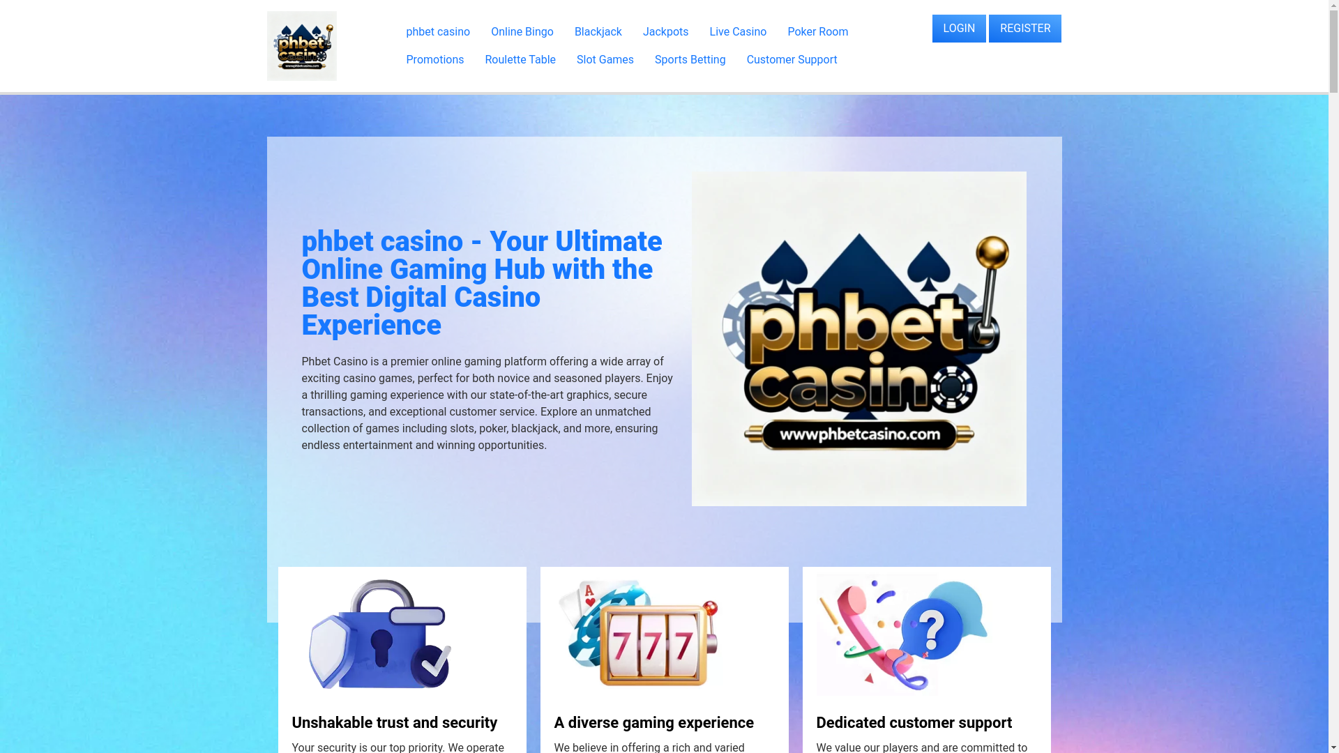 website screenshot of https://wwwphbetcasino.com/