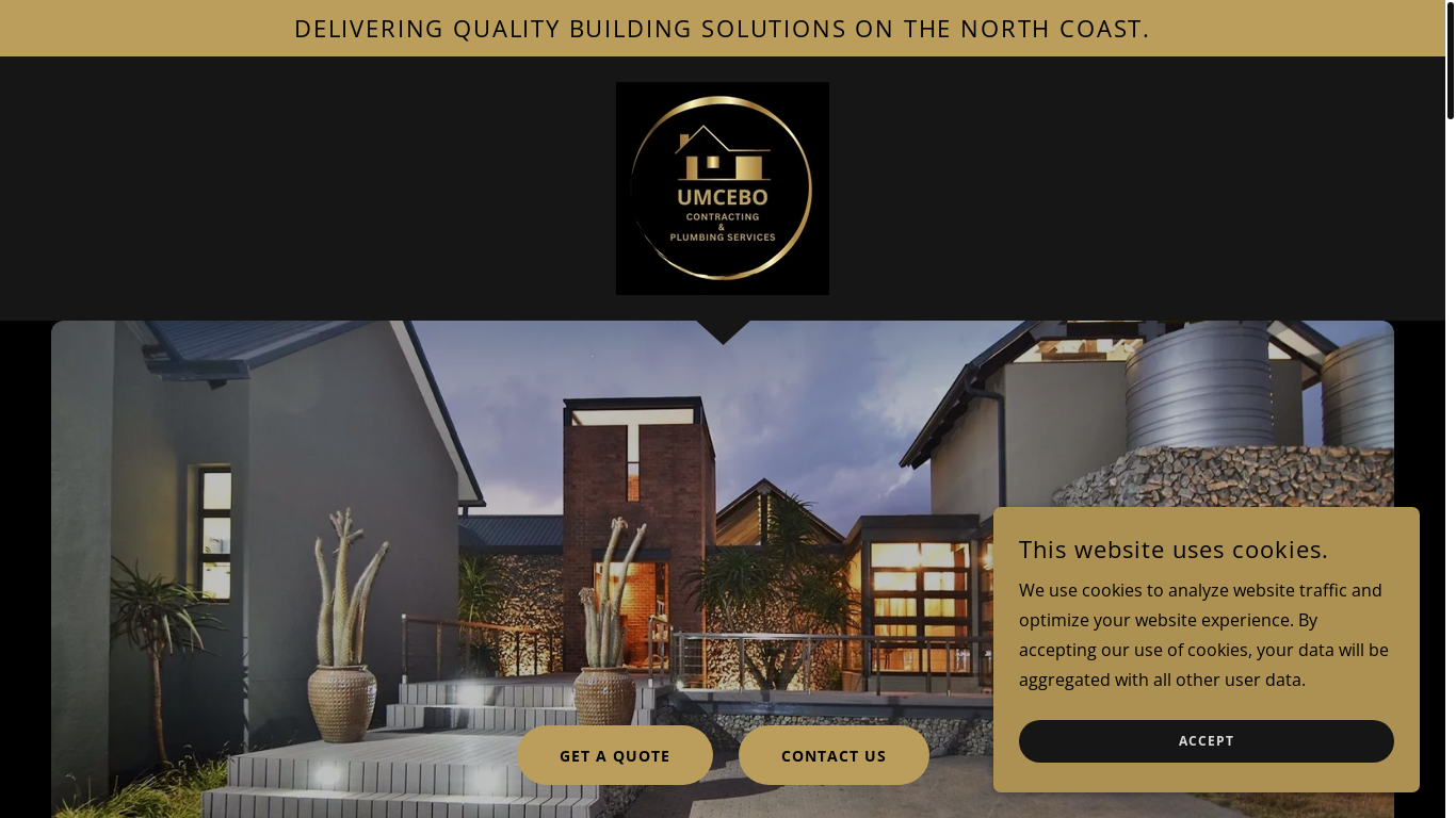 website screenshot of https://umceboconstuctionnorthcoast.co.za/