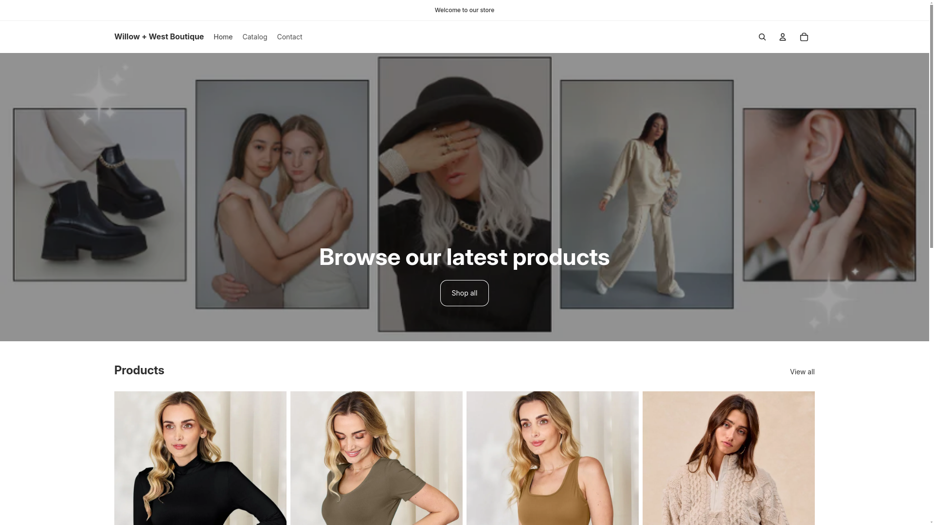 website screenshot of https://willowandwestboutique.com/