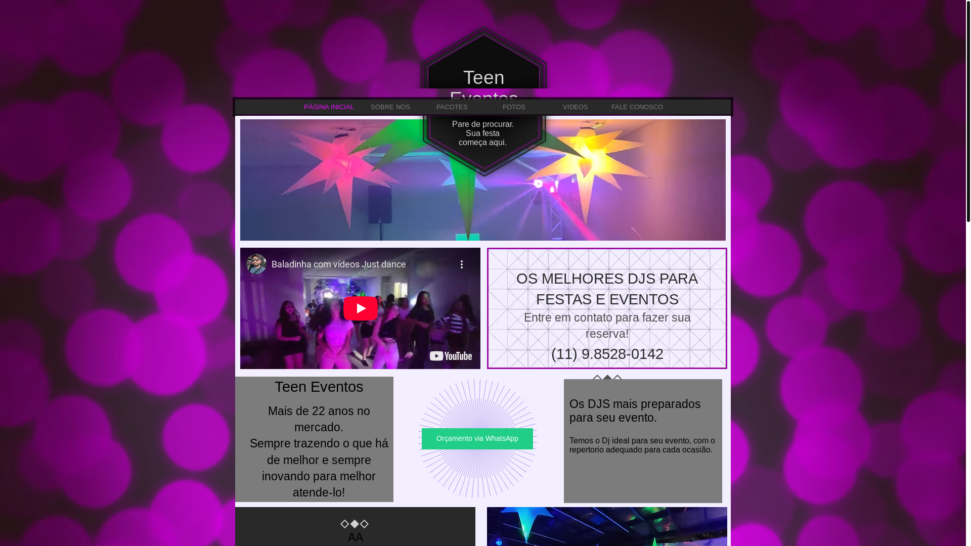 website screenshot of https://danceteeneventos.com.br/