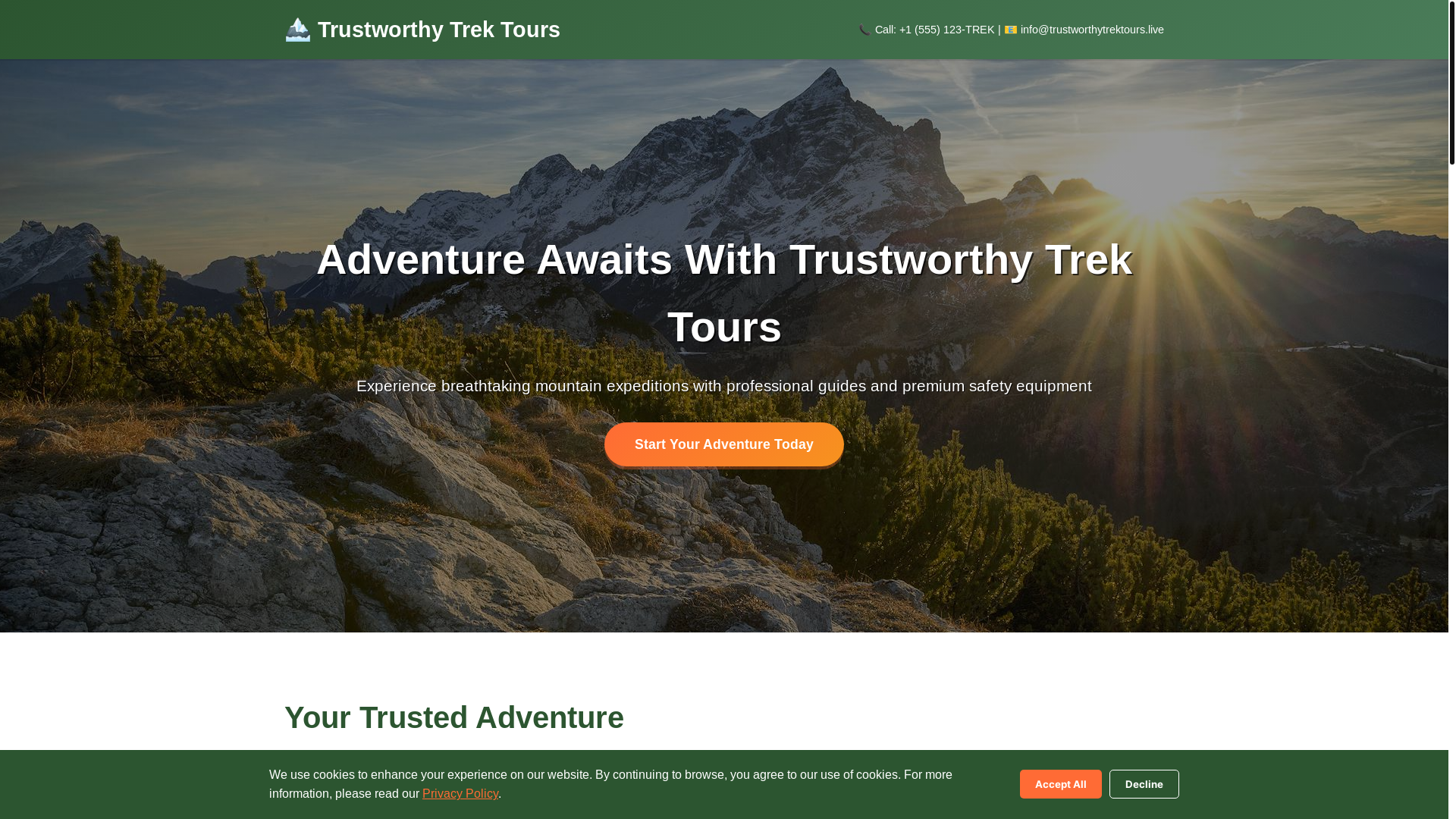 website screenshot of https://trustworthytrektours.live/
