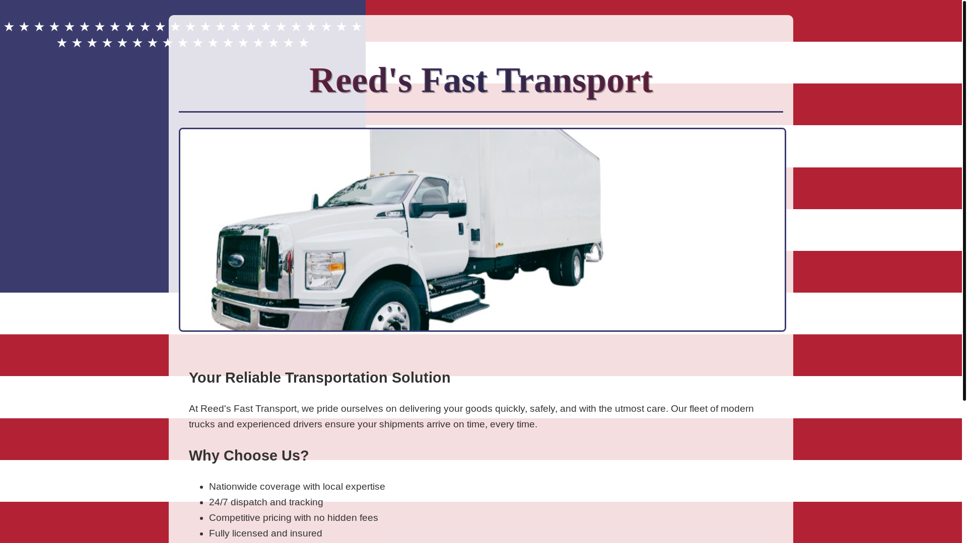website screenshot of https://reeds-fast-transport.pages.dev/