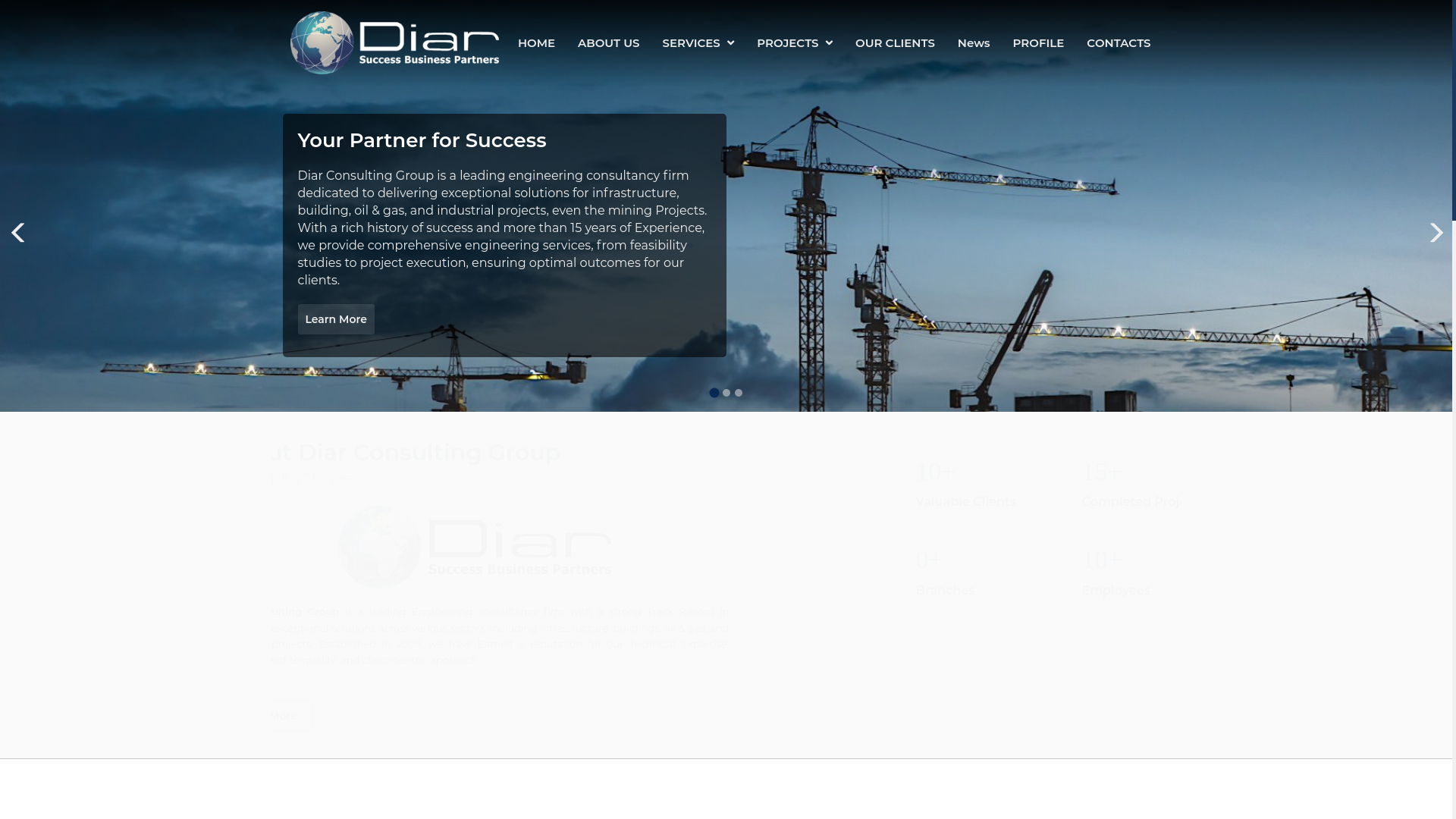 website screenshot of https://www.diargroup.net/