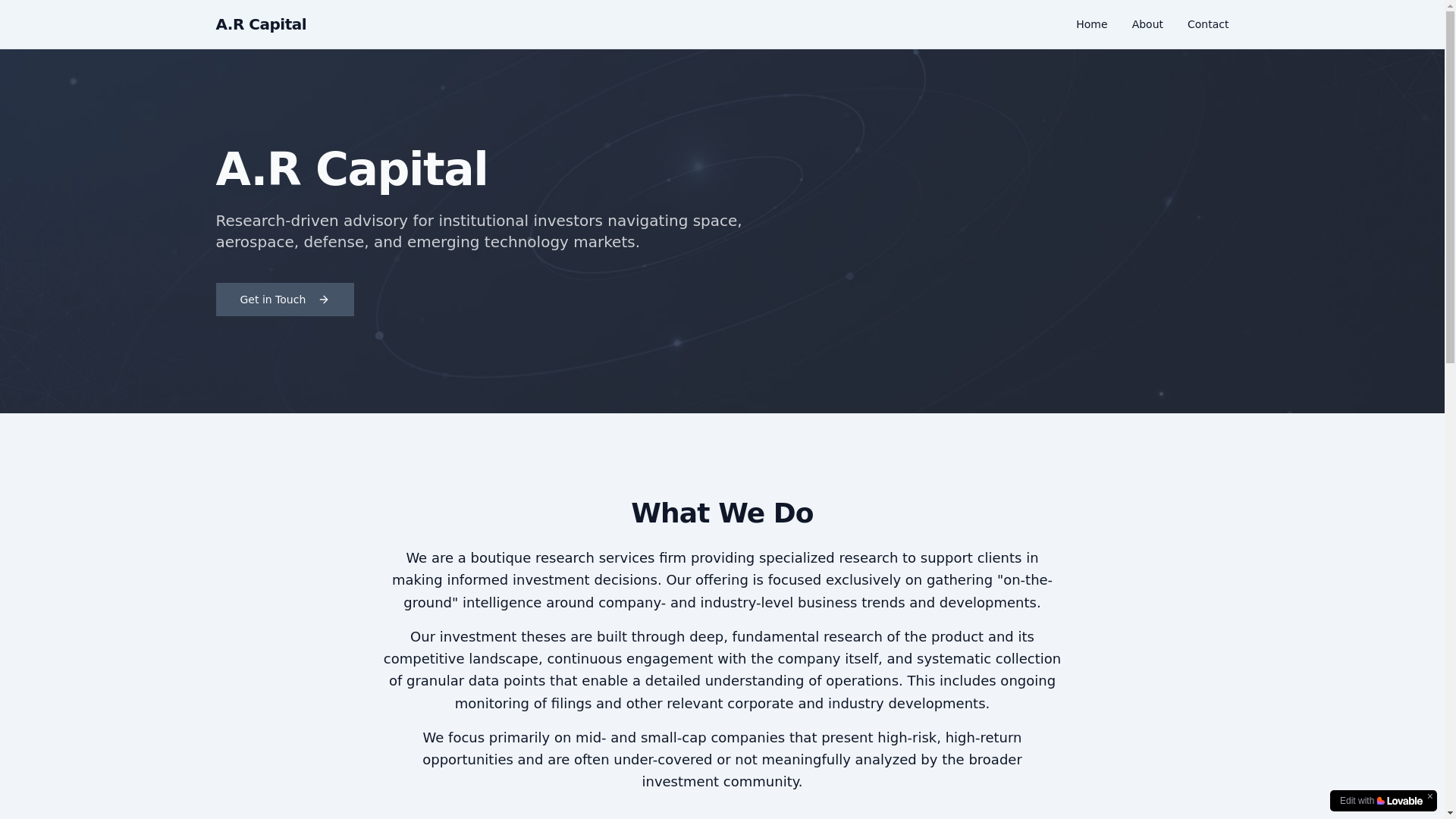 website screenshot of https://arcapiltal.com/