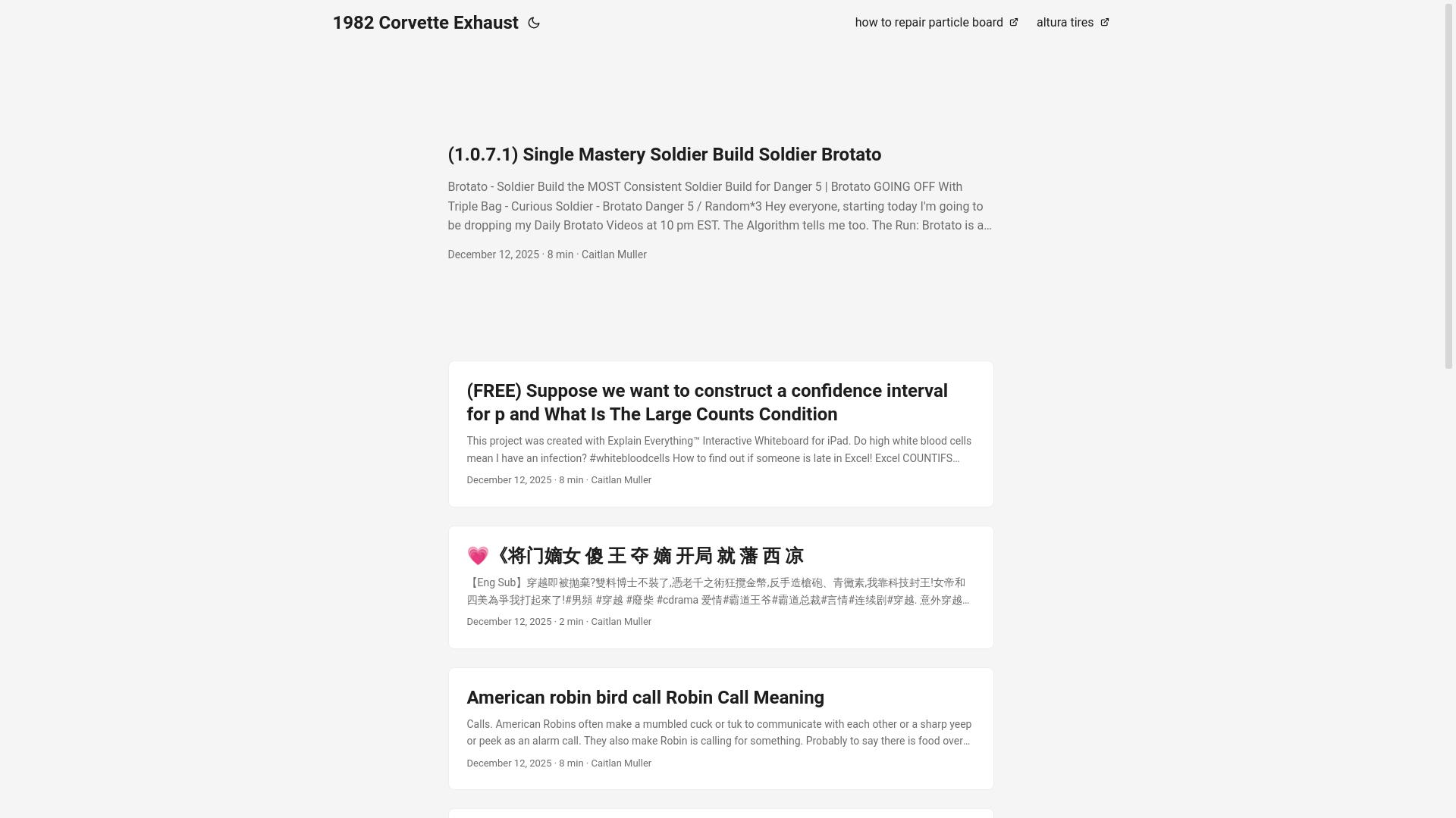 website screenshot of https://1982corvetteexhaust.pages.dev/