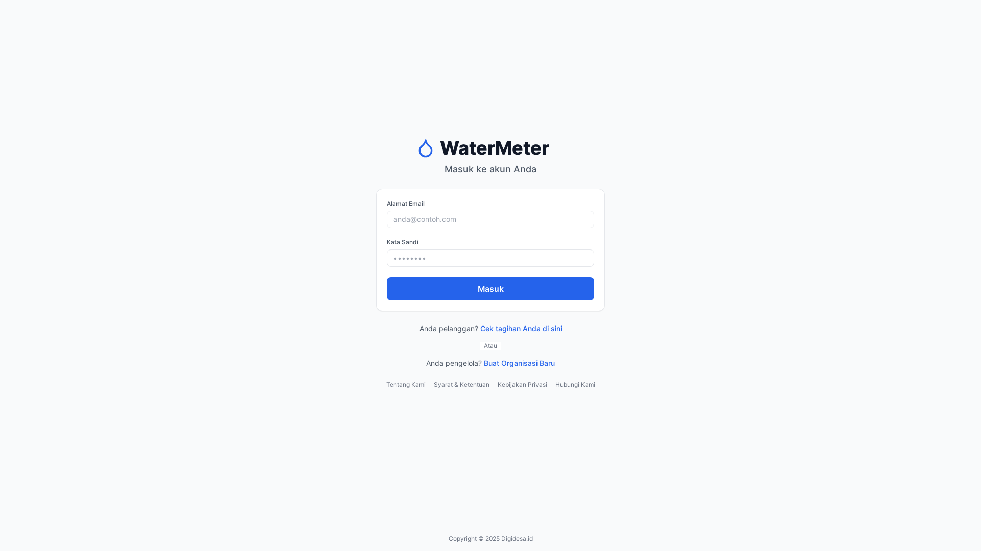website screenshot of https://watermeter.id/