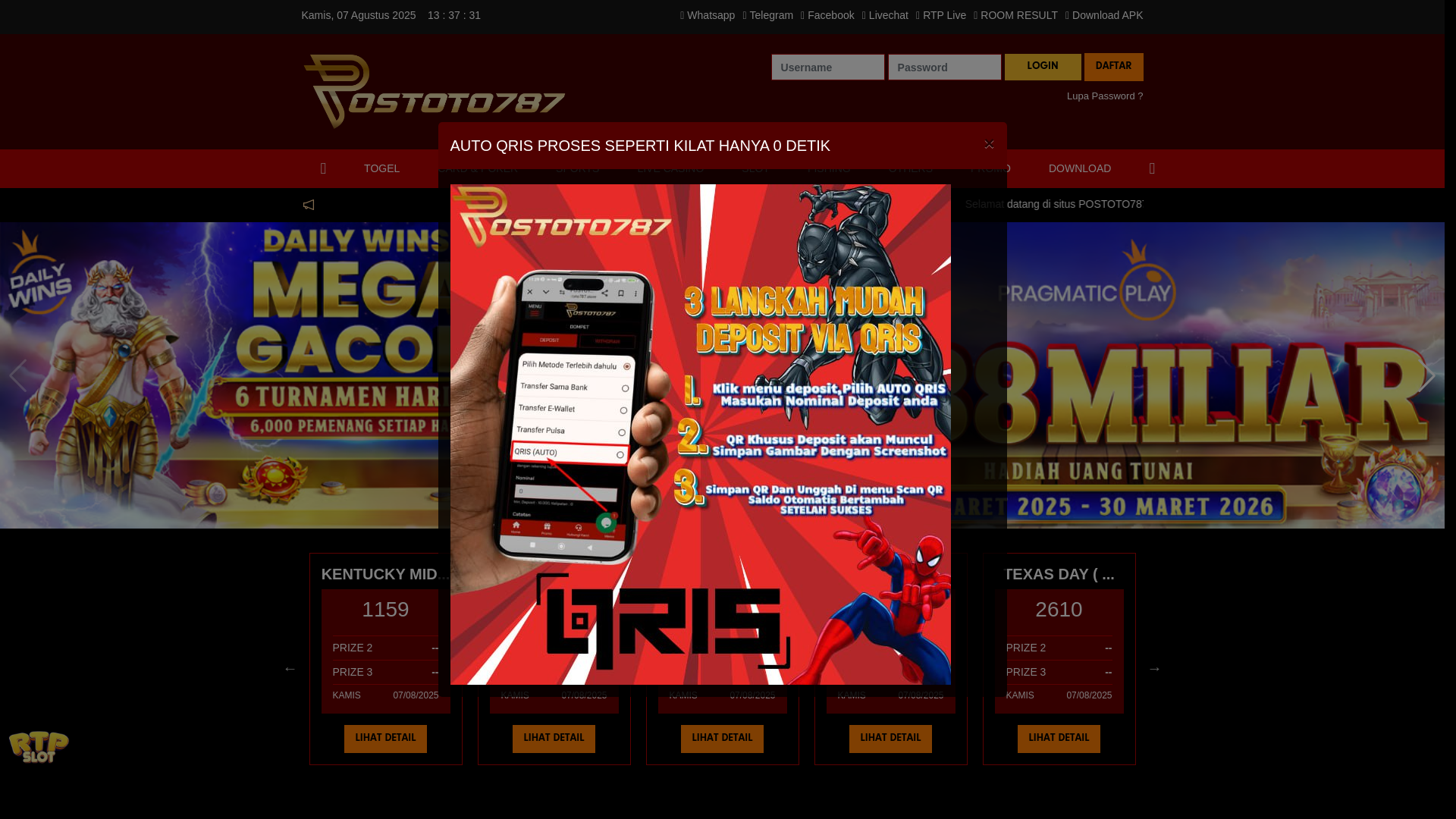 website screenshot of https://postoto787gaming.store/