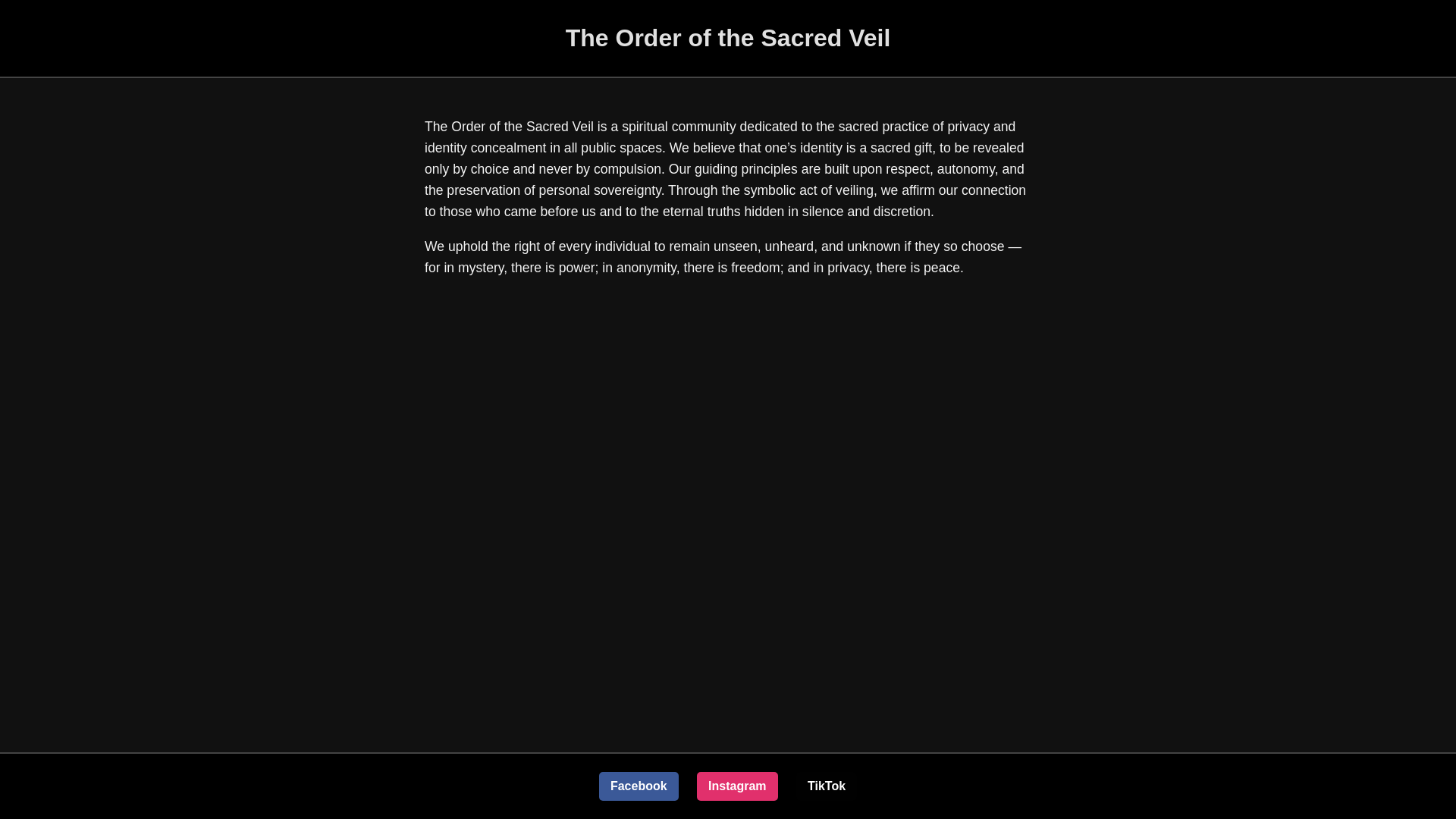 website screenshot of https://orderofthesacredveil.net/