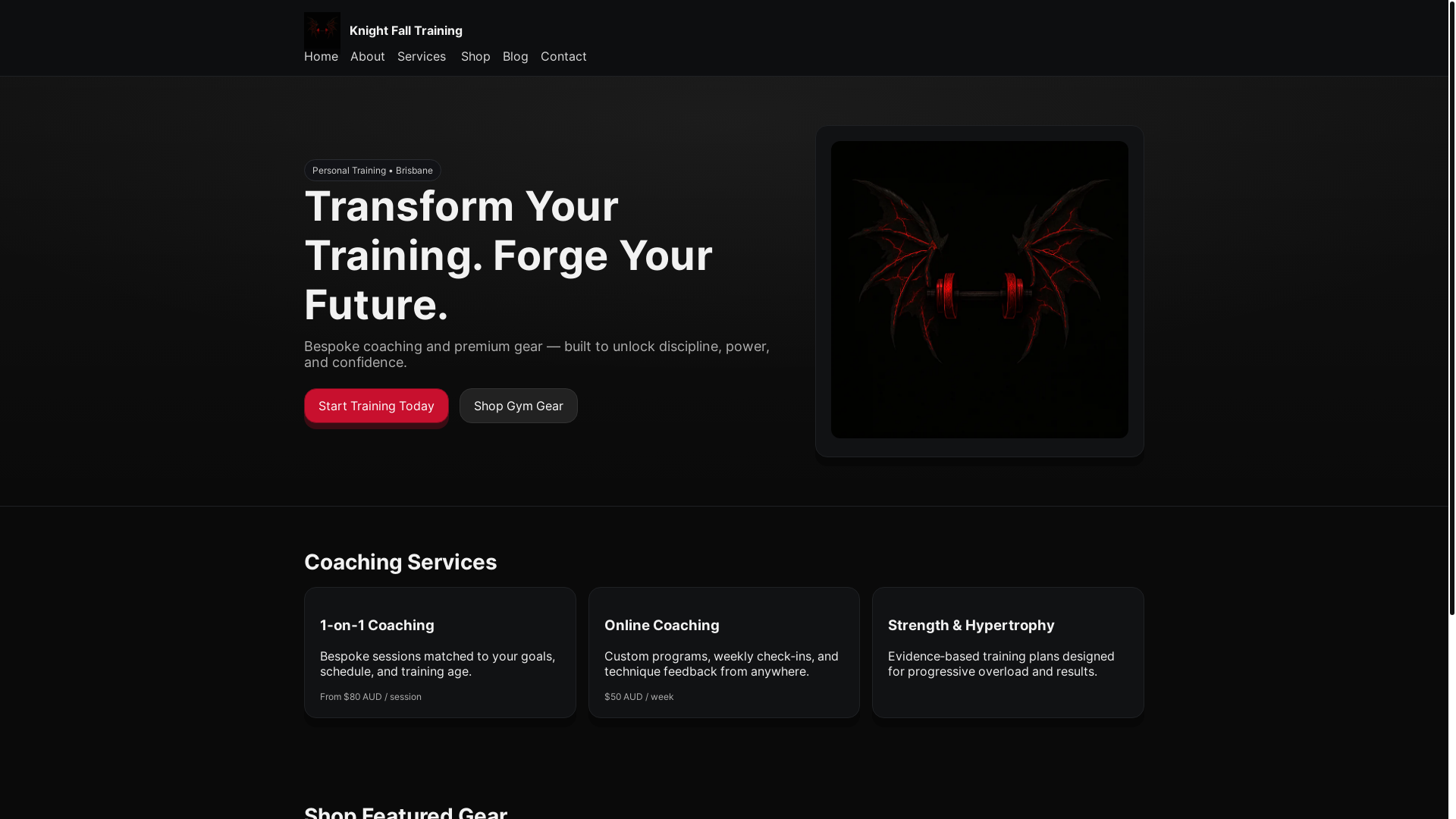 website screenshot of https://knightfallt.com/