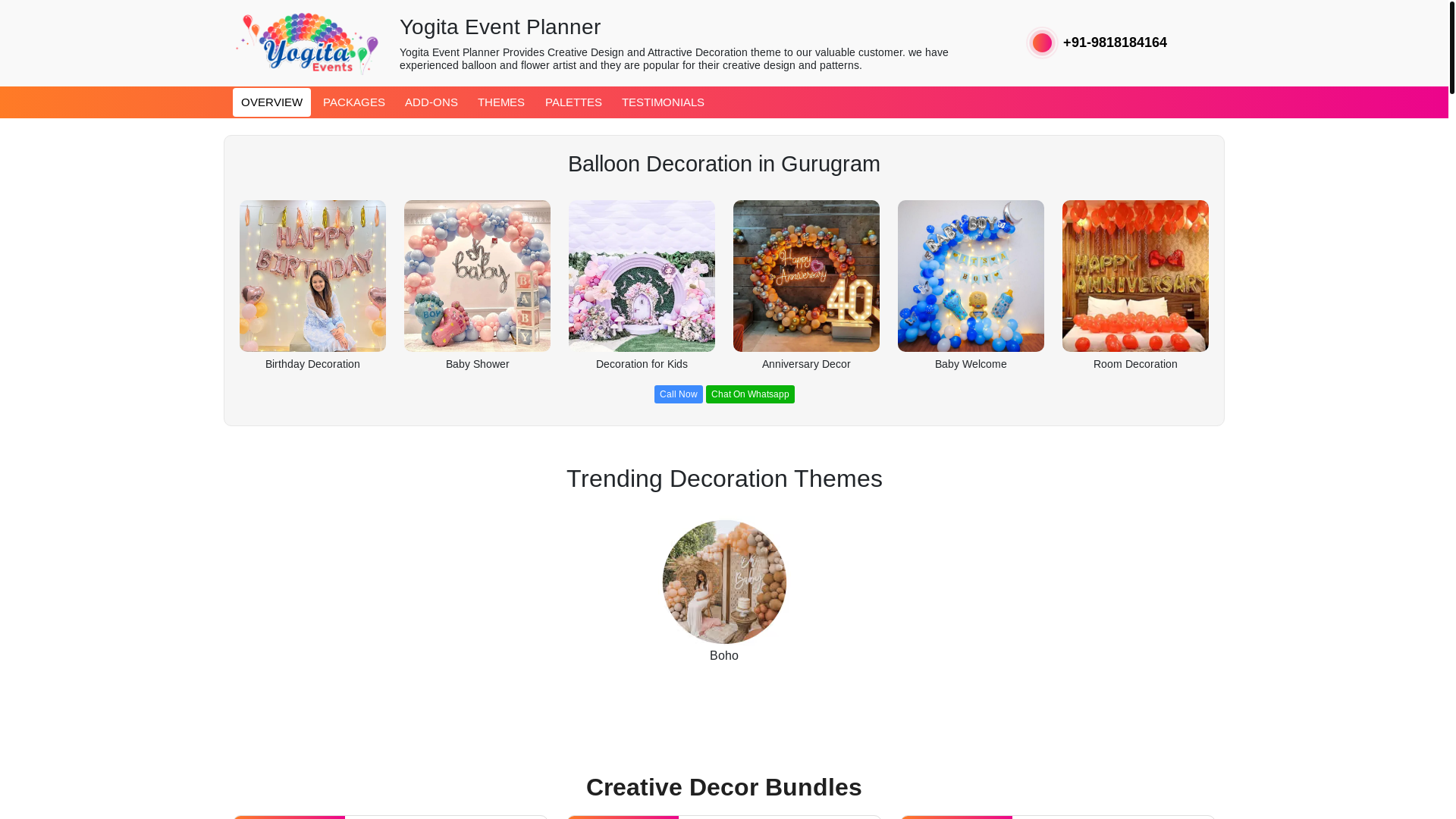 website screenshot of https://ganpatieventdecortion.com/