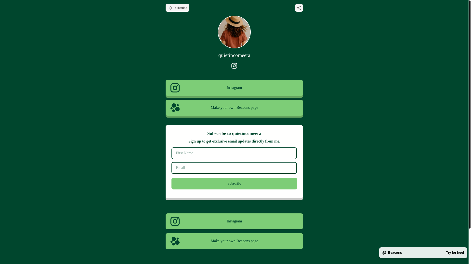 website screenshot of https://quietincomeera.com/