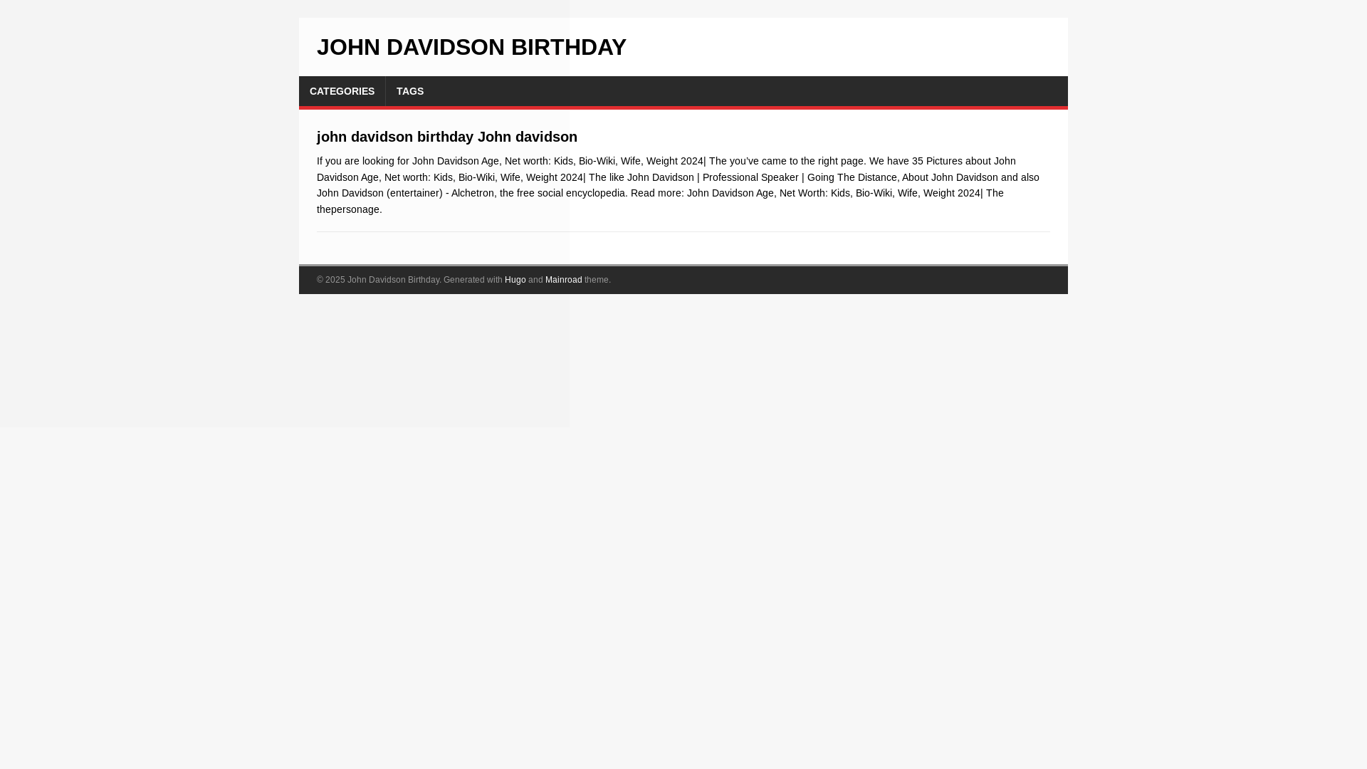 website screenshot of https://john-davidson-birthday.pages.dev/