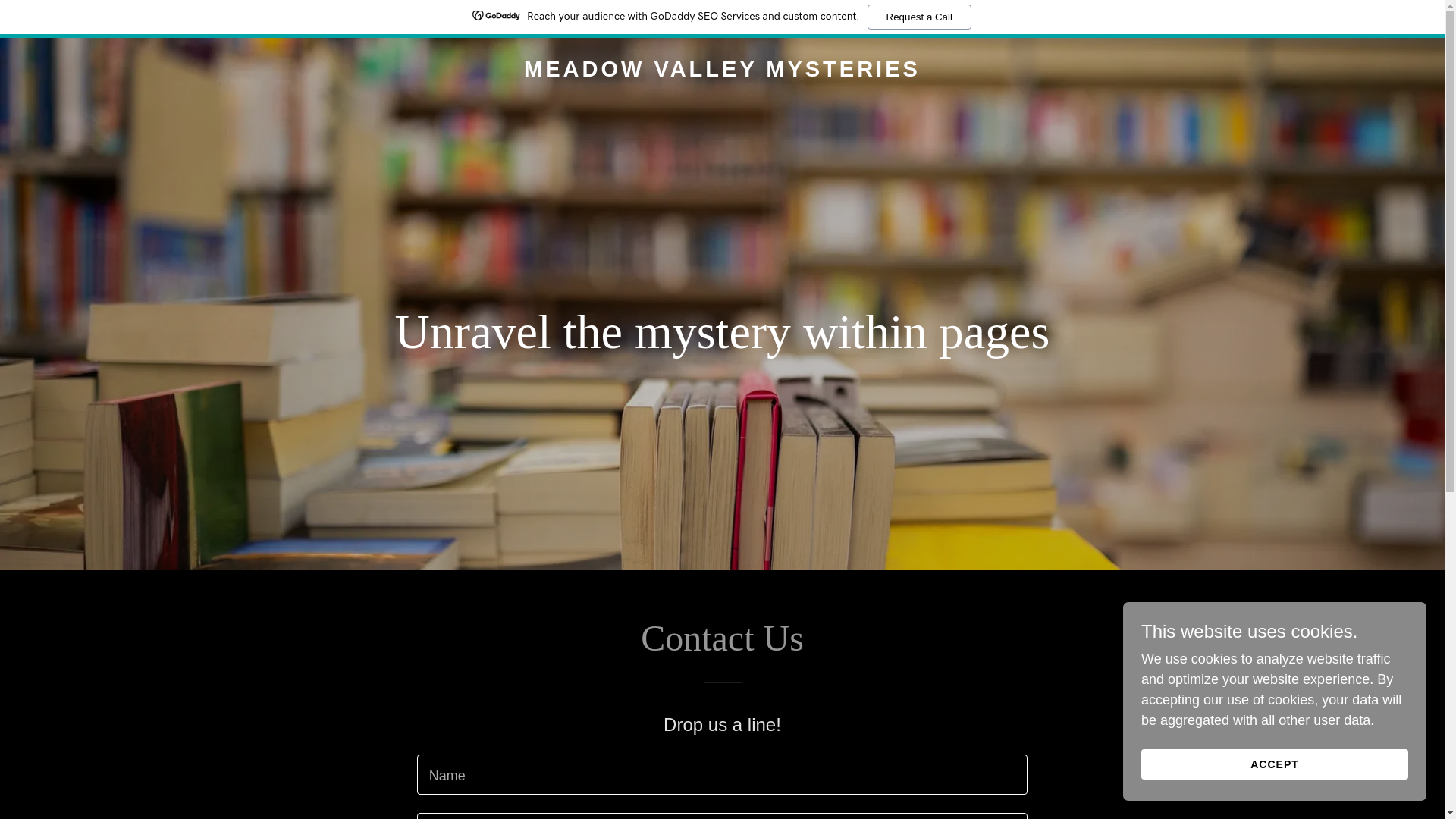 website screenshot of https://meadowvalleymysteries.com/