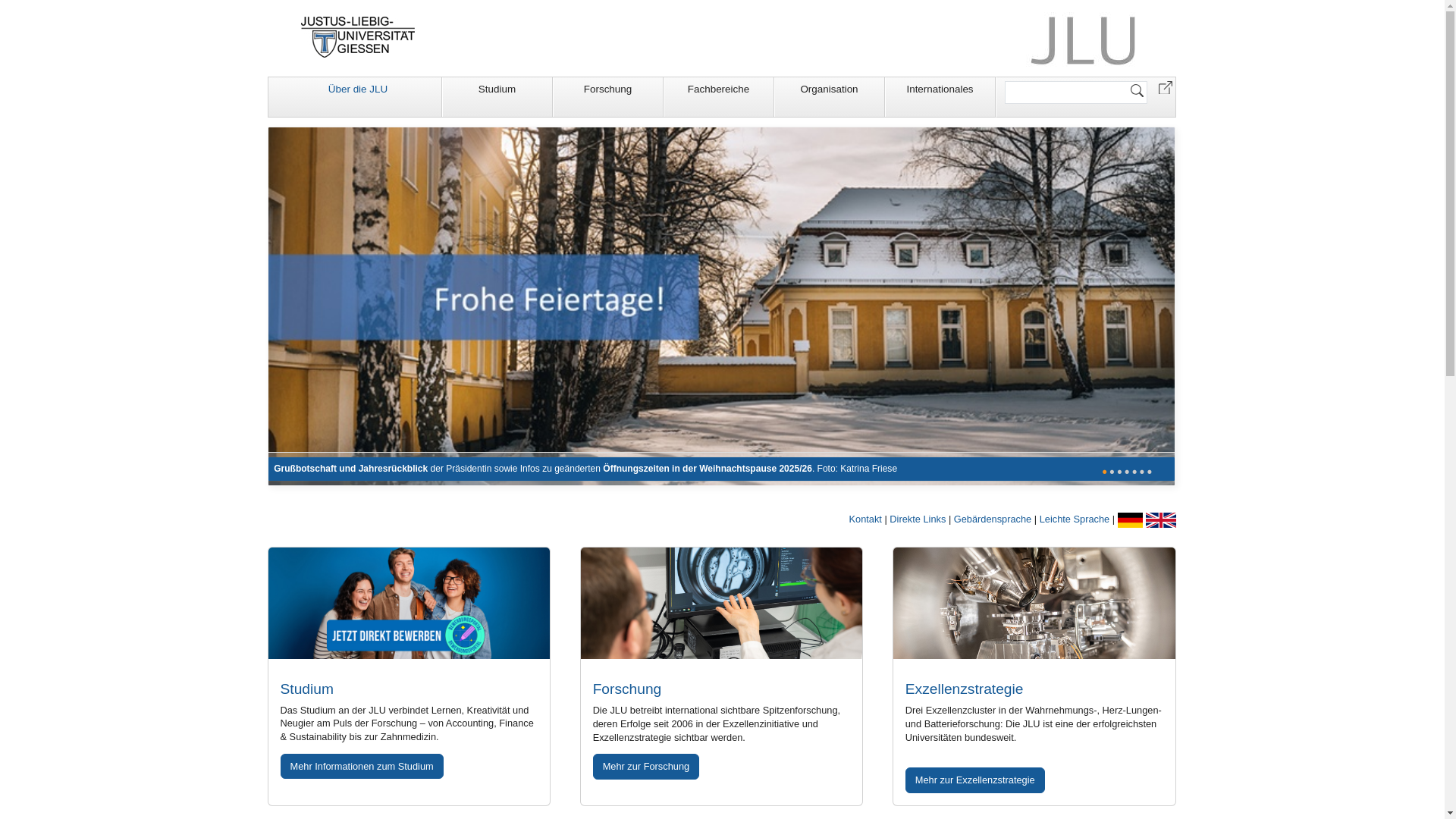 website screenshot of https://www.uni-giessen.de/de