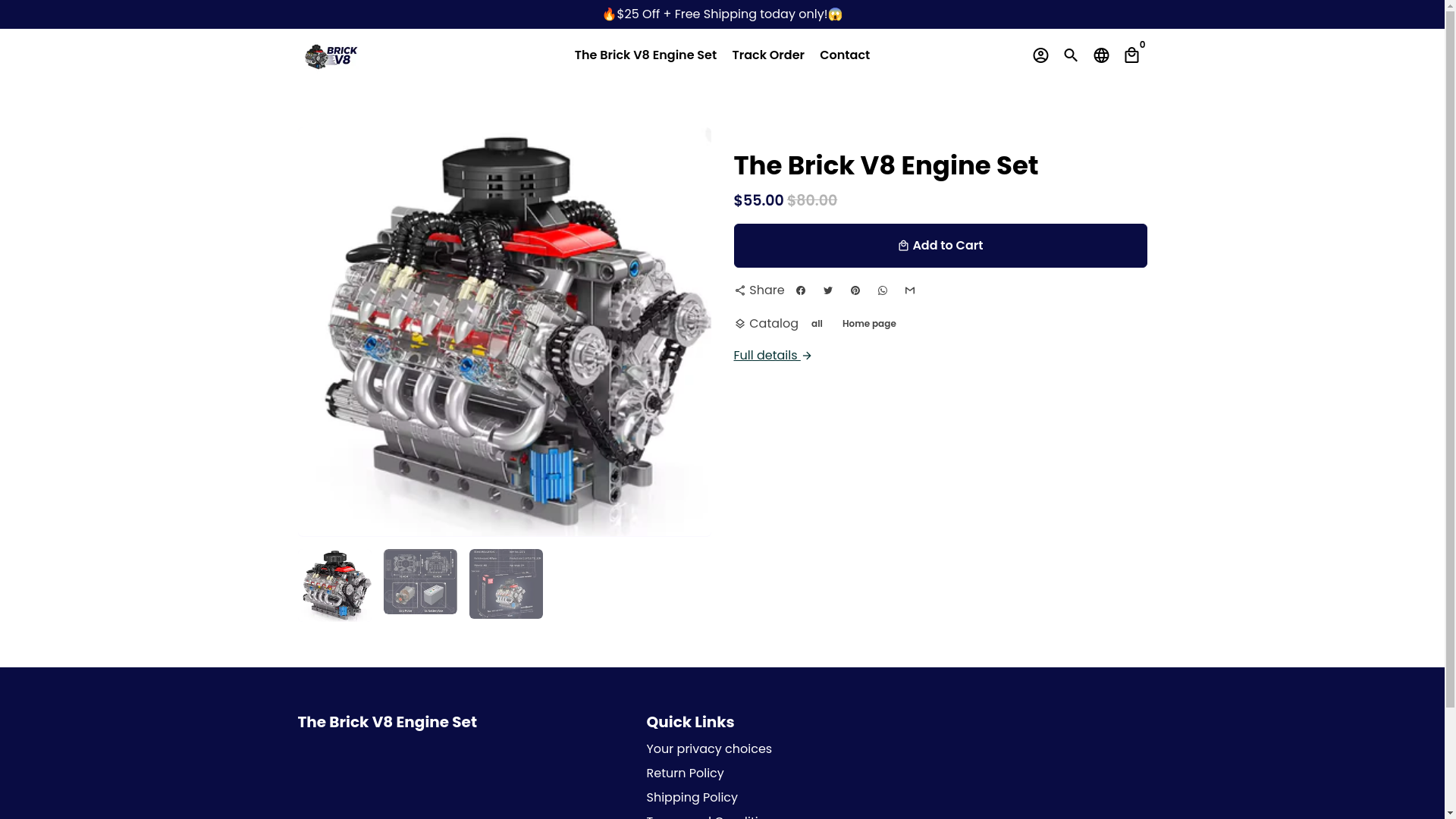 website screenshot of https://thebrickv8.shop/