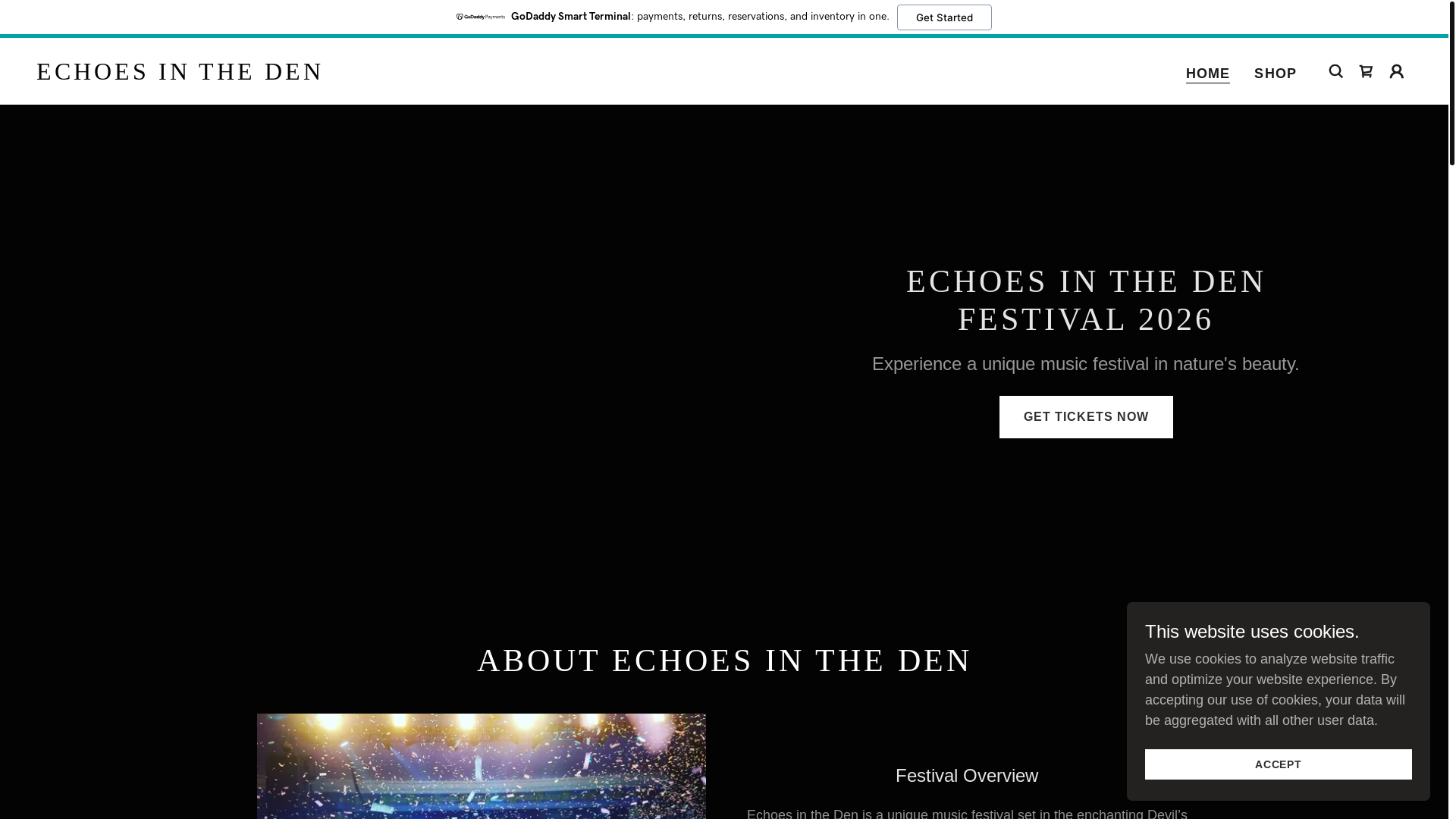 website screenshot of https://echoesintheden.com/
