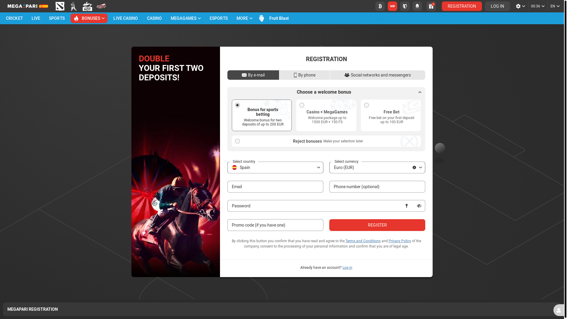 website screenshot of https://megapari-210454.in/