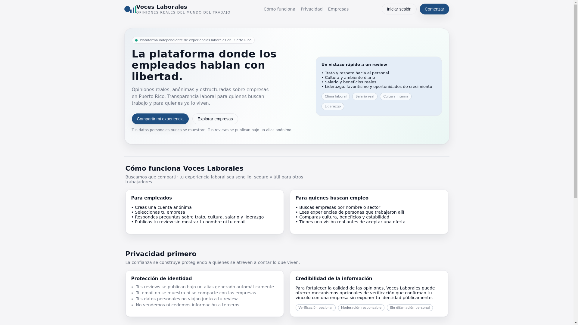 website screenshot of https://voceslaborales.com/