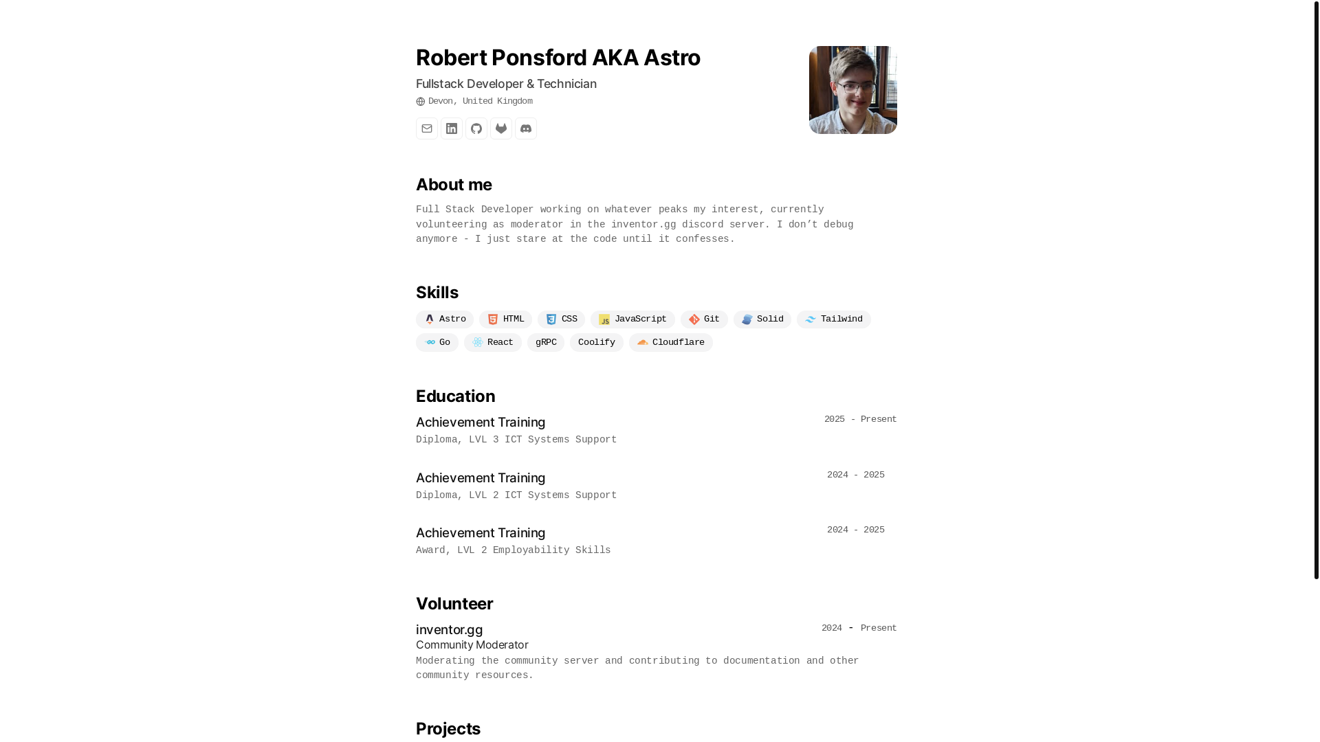 website screenshot of https://its-astro.pages.dev/
