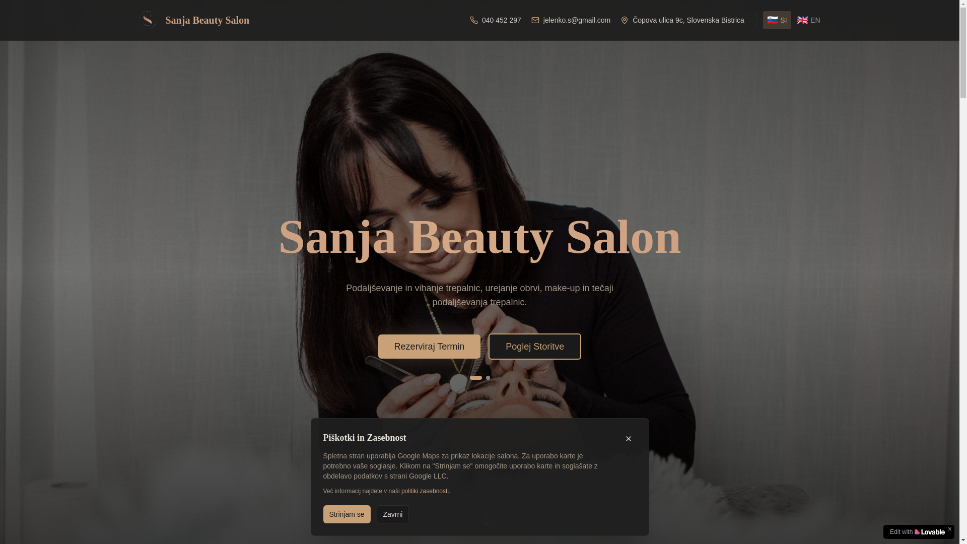 website screenshot of https://sanjabeautysalon.com/