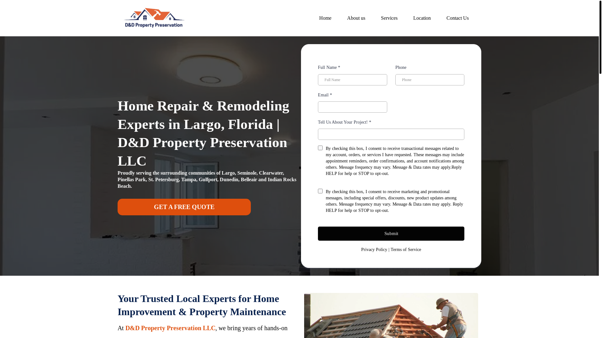 website screenshot of https://ddpropertypreservationservices.com/