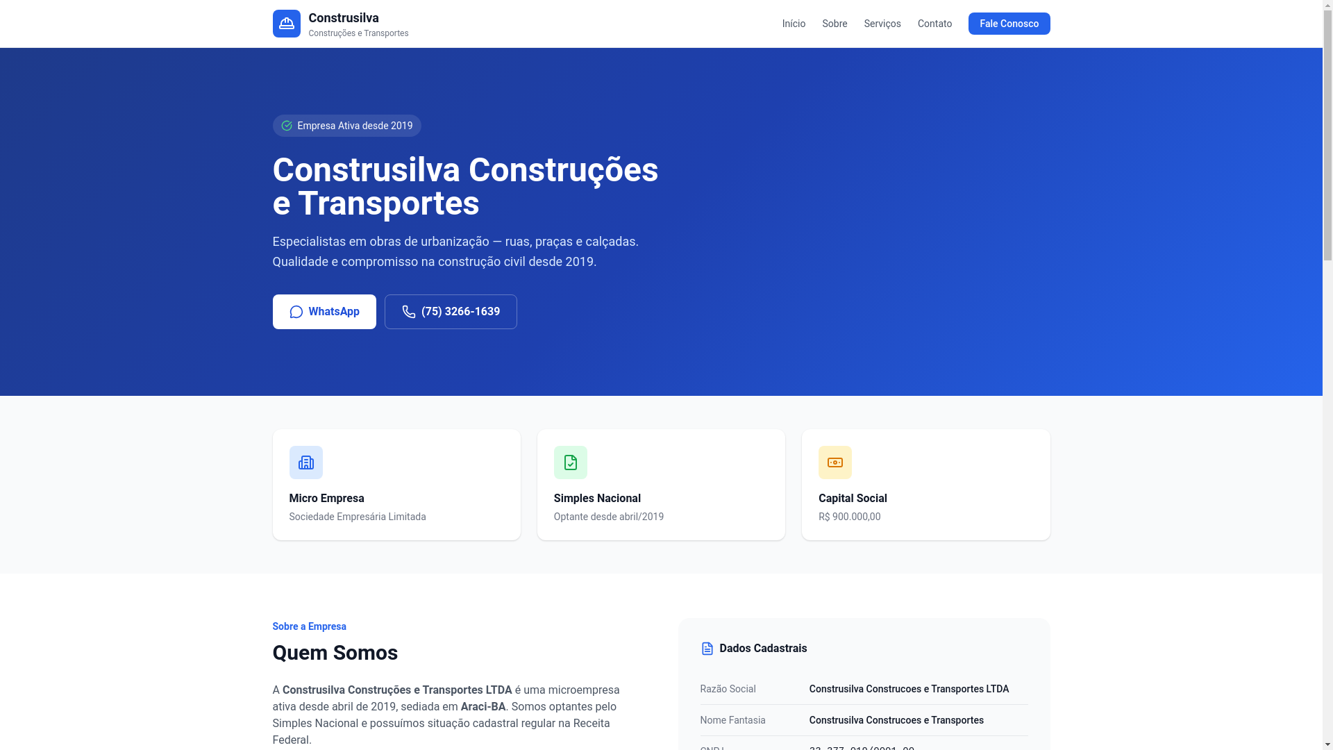 website screenshot of https://construsilvatrasportes.com/