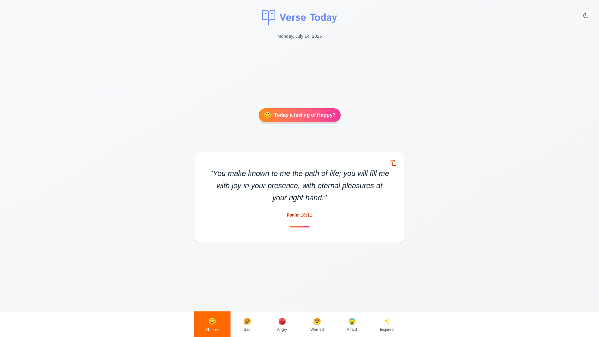 website screenshot of https://verse-today.com/