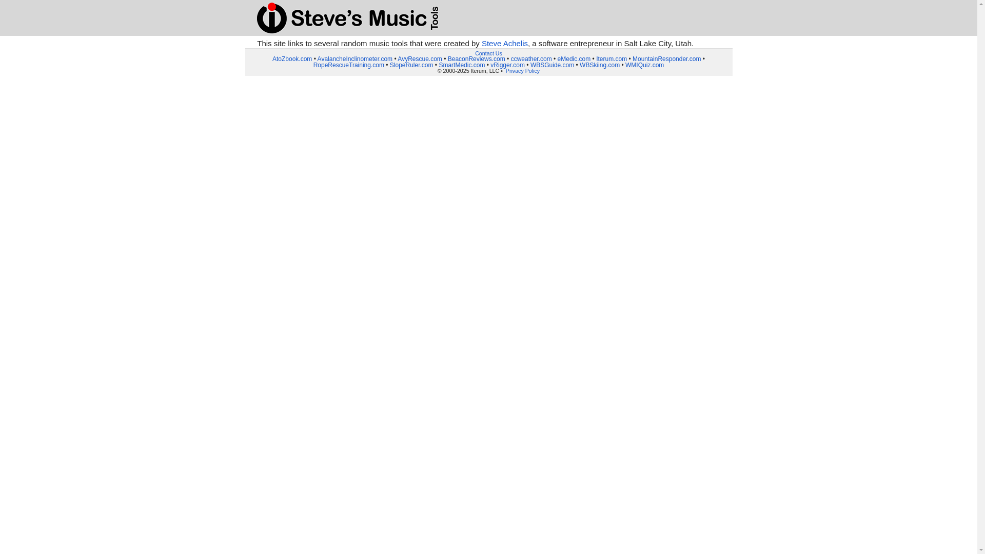website screenshot of https://stevesmusictools.com/
