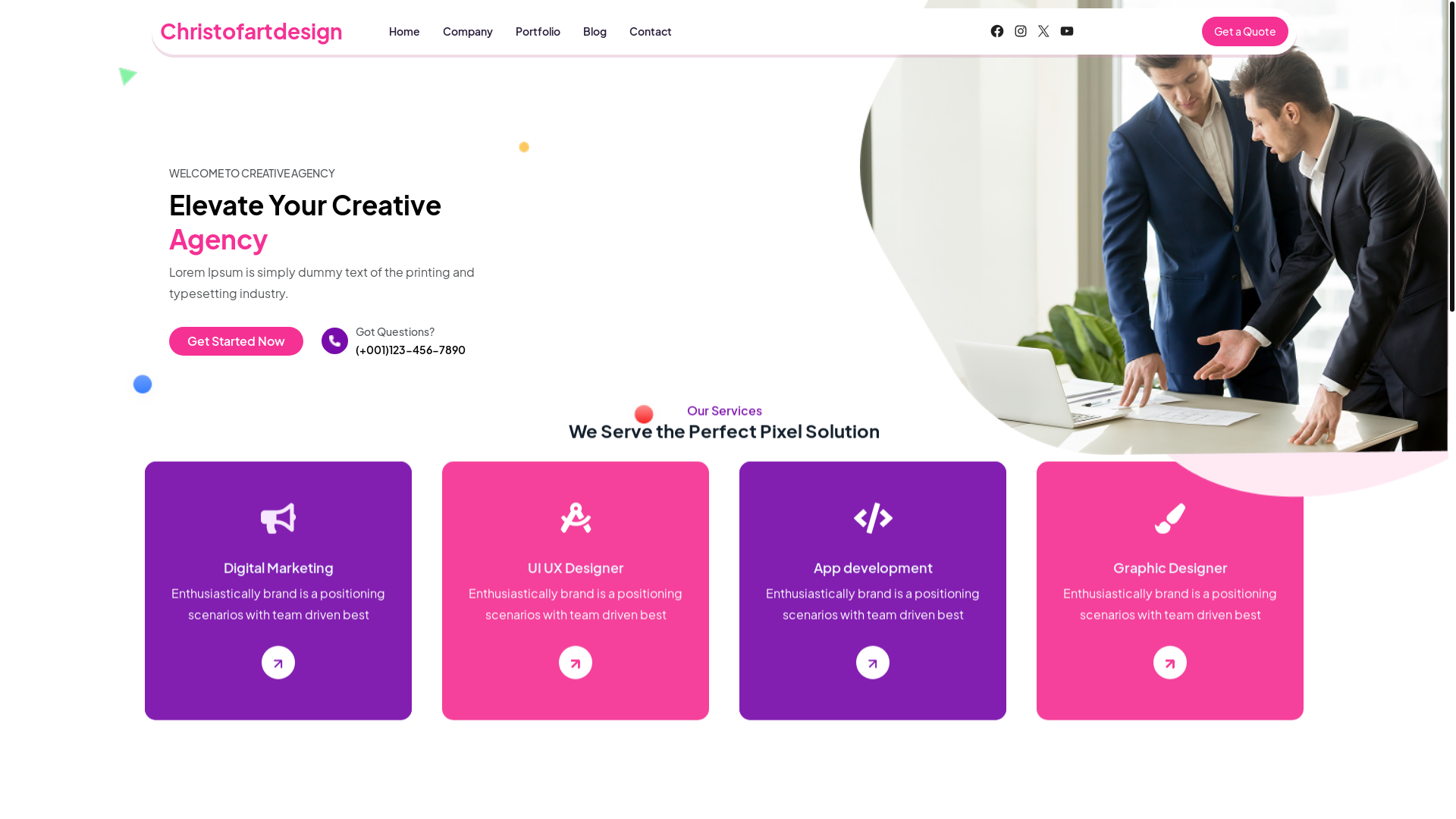 website screenshot of https://christofartdesign.com/