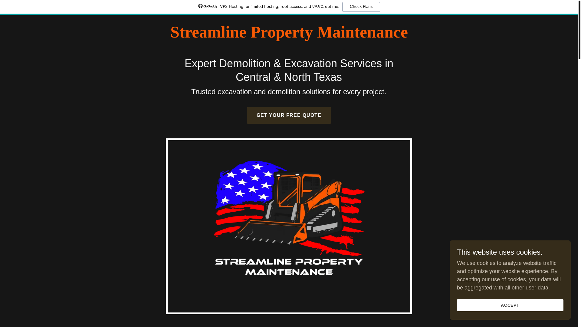 website screenshot of https://demolitionexcavation.services/