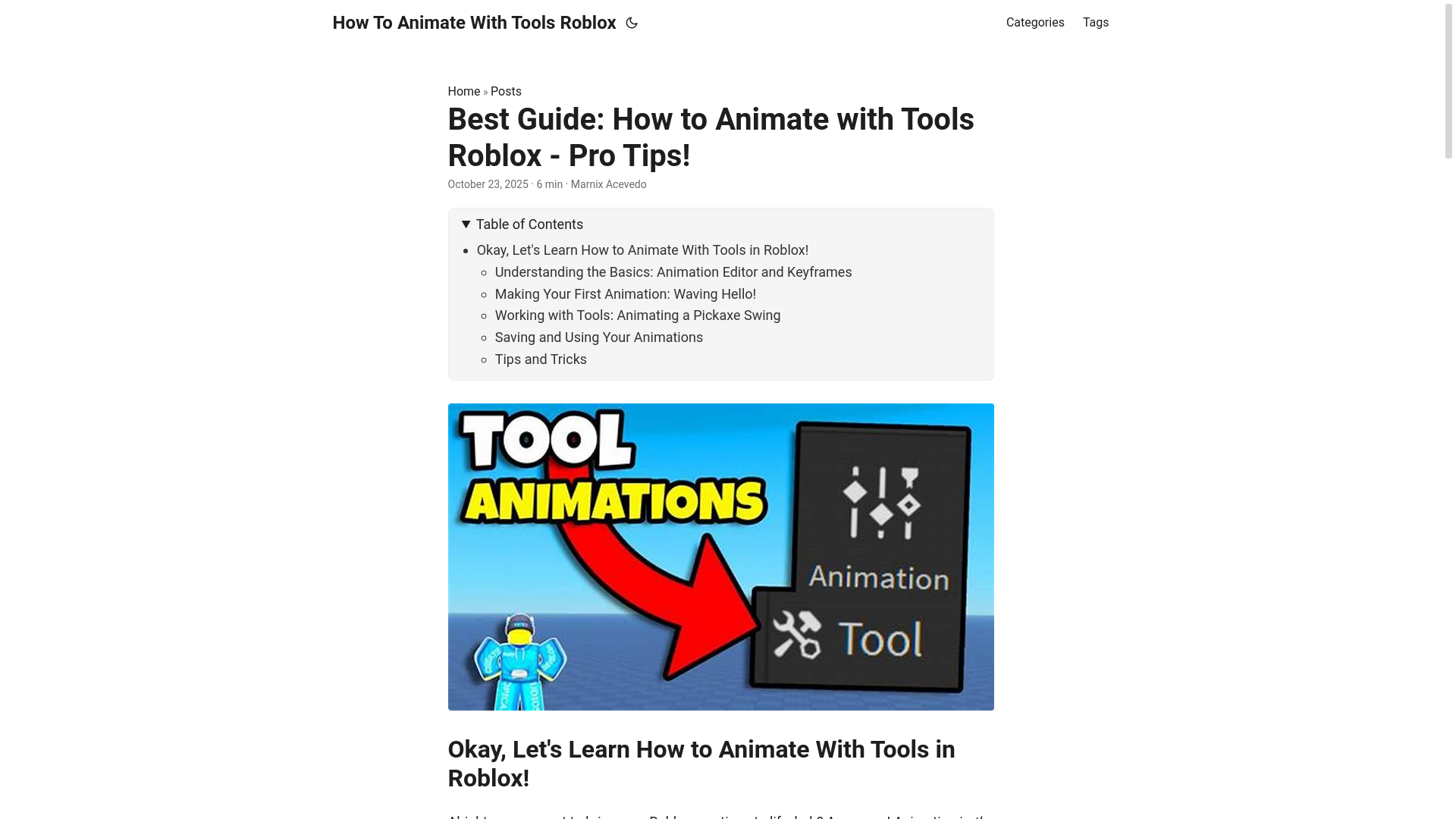 website screenshot of https://how-to-animate-with-tools-roblox.pages.dev/