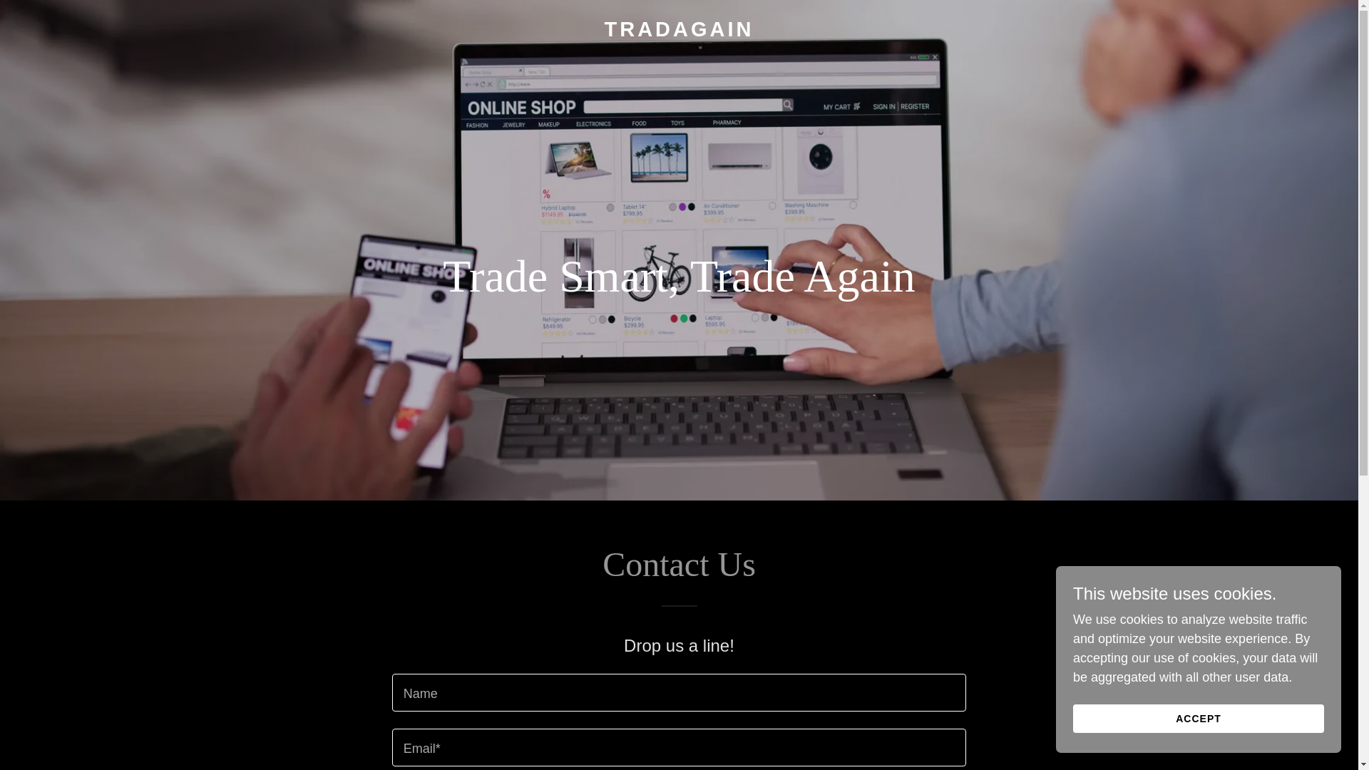 website screenshot of https://tradagain.com/