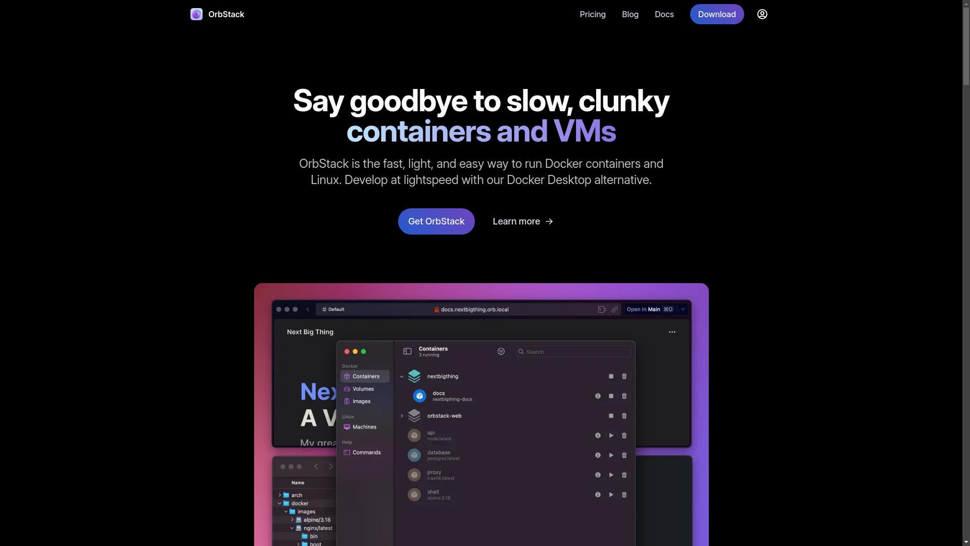 website screenshot of https://orbstack.dev