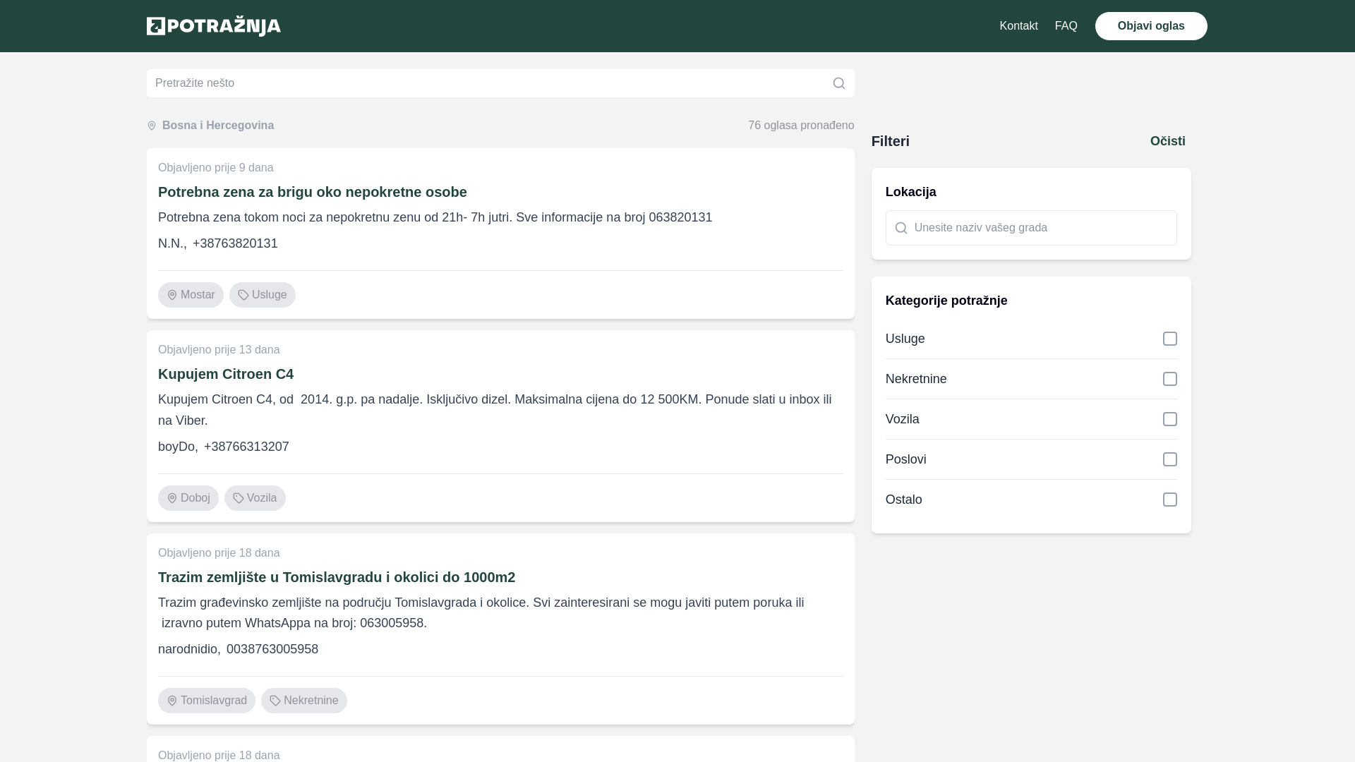 website screenshot of https://potraznja.pages.dev/