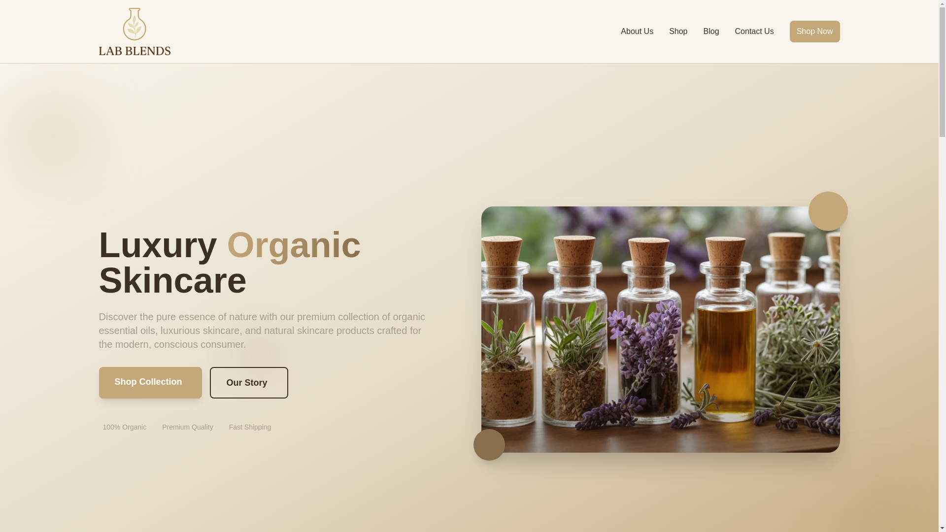 website screenshot of https://labblendsorganic.com/