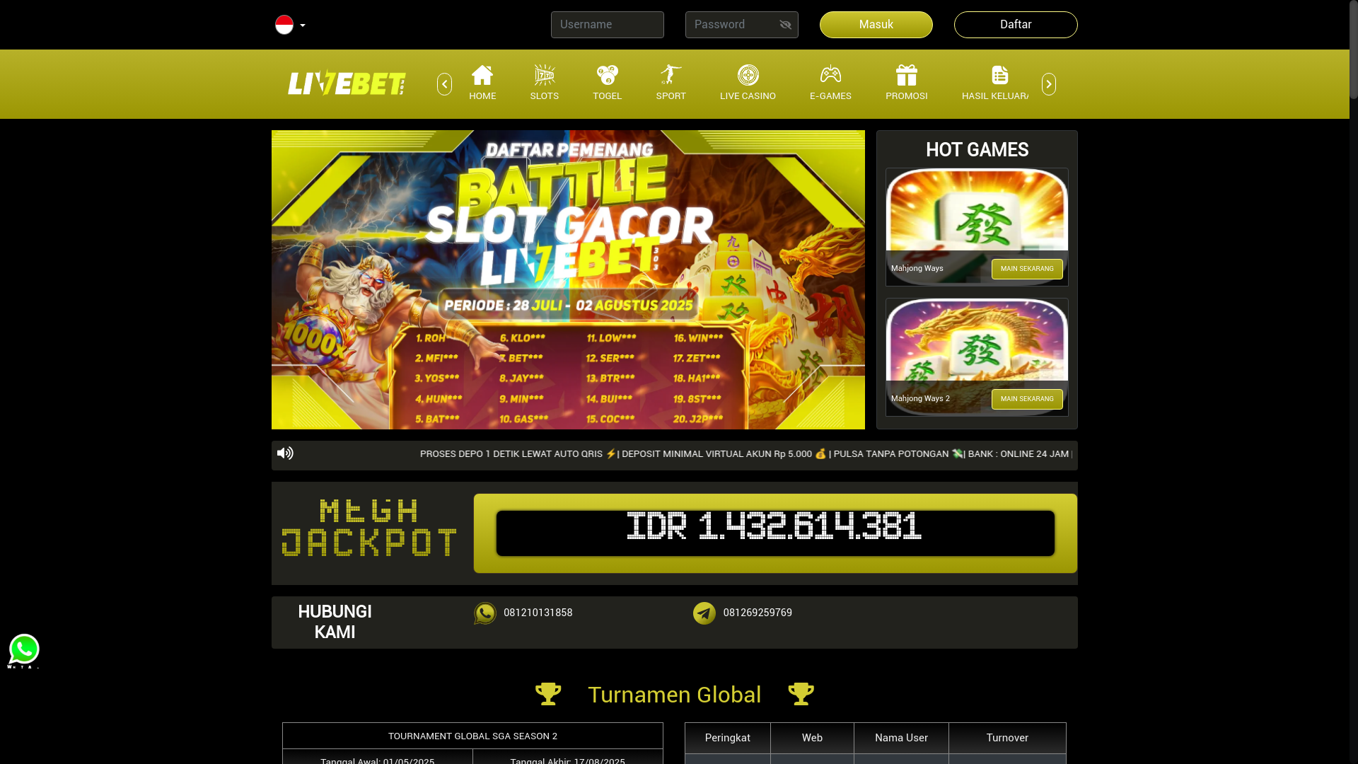website screenshot of https://2livebet303.shop/