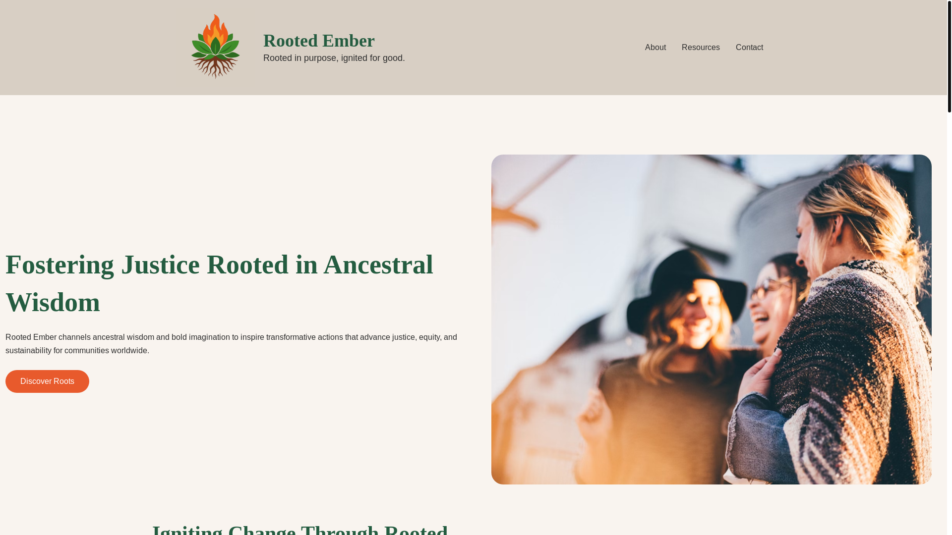 website screenshot of https://rootedember.org/