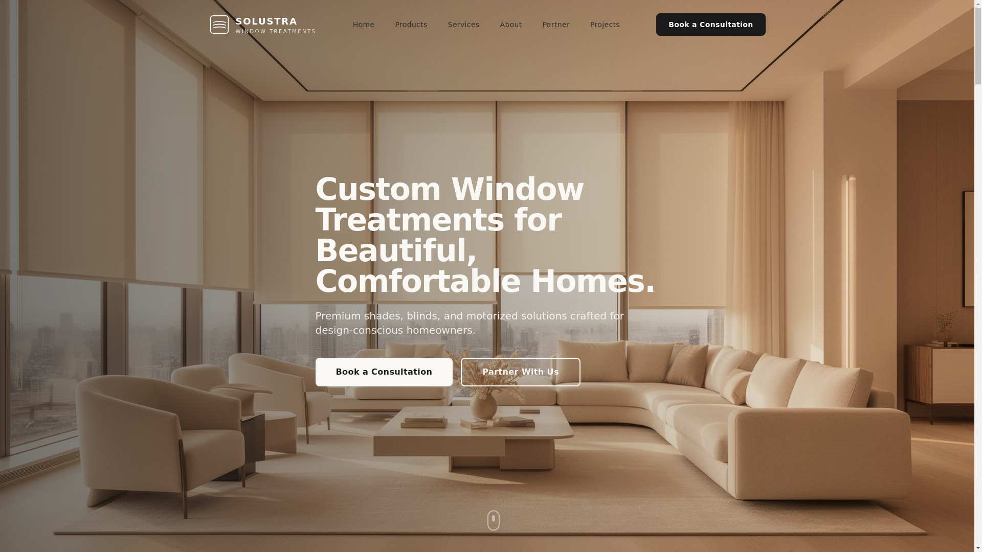 website screenshot of https://solustrahome.com/