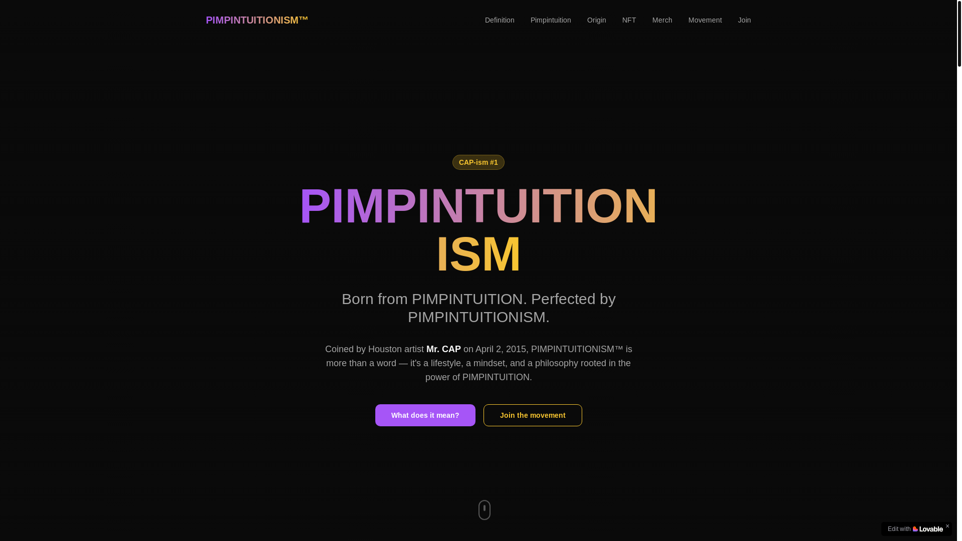 website screenshot of https://pimpintuitionism.com/