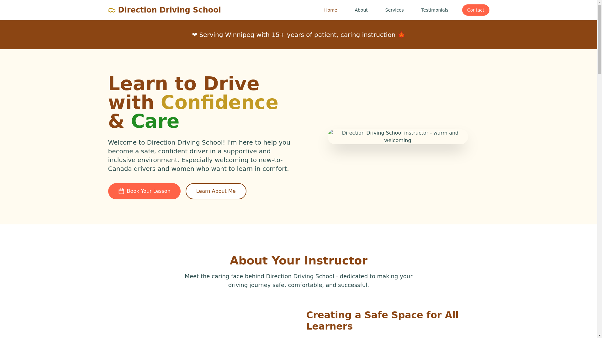 website screenshot of https://directiondrivingschool.com/