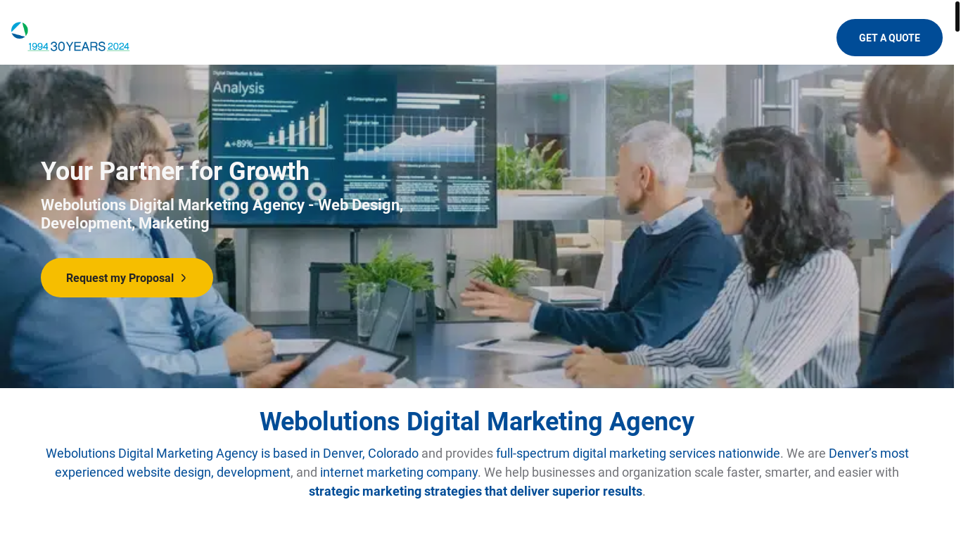 website screenshot of https://webolutionsco.com/
