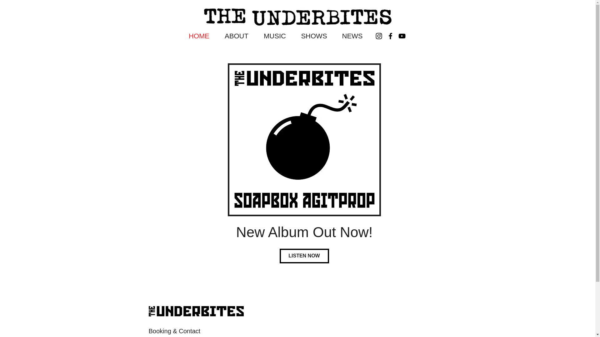 website screenshot of https://theunderbitesband.com/