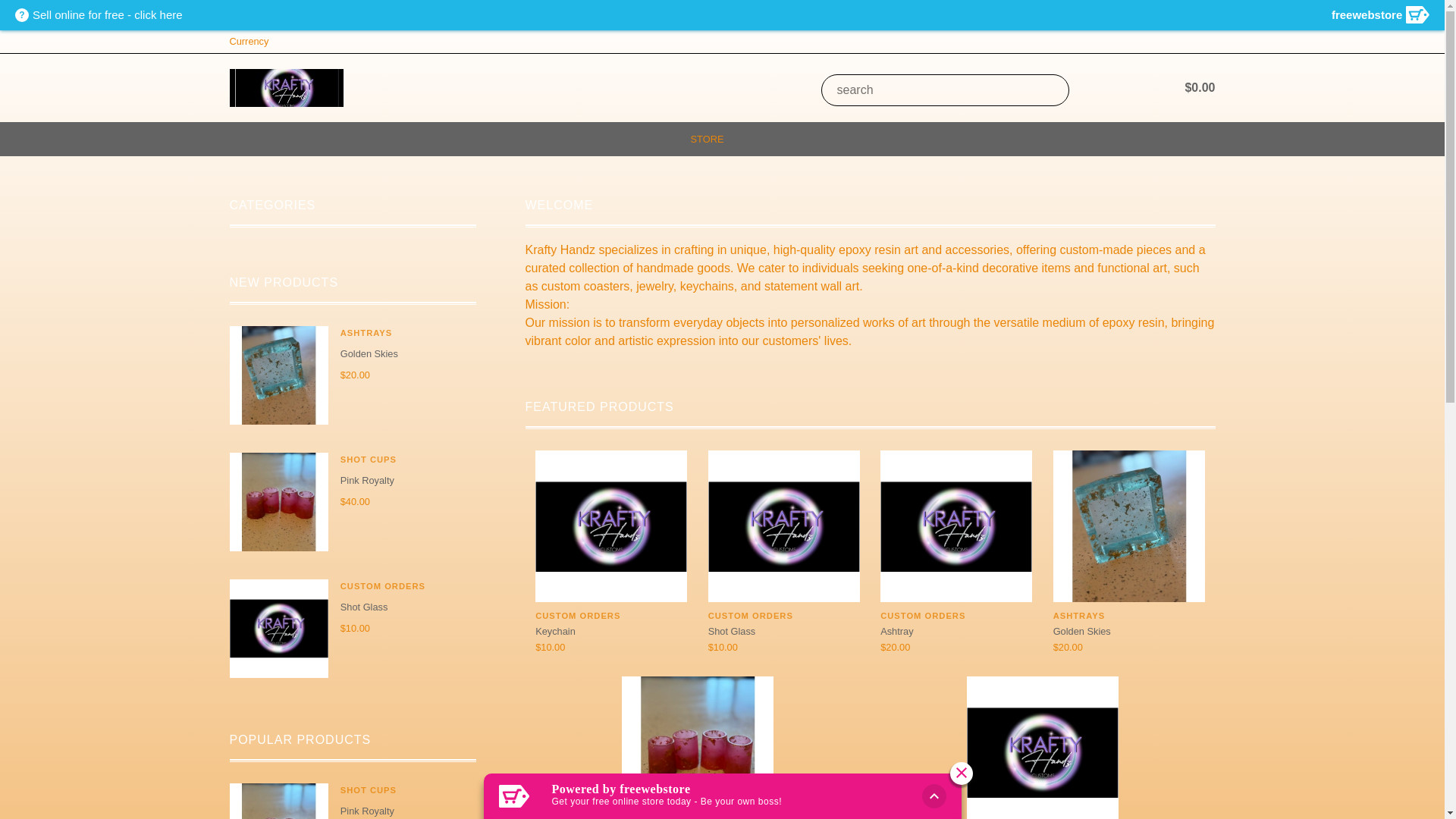 website screenshot of https://kraftyhandz.org/