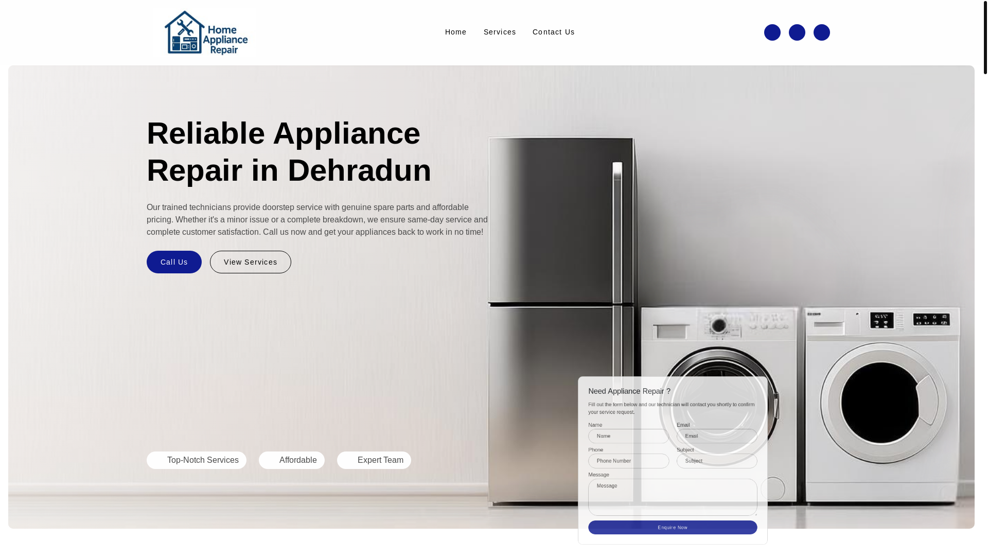 website screenshot of https://homeappliancerepairdehradun.com/