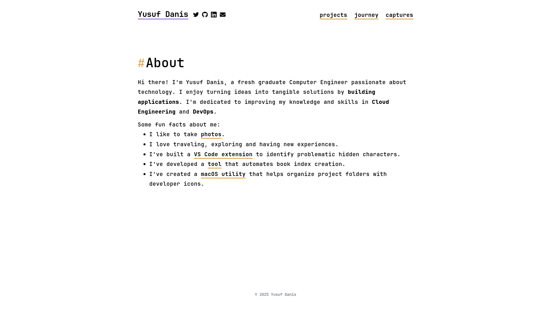 website screenshot of https://yusufdanis.pages.dev/