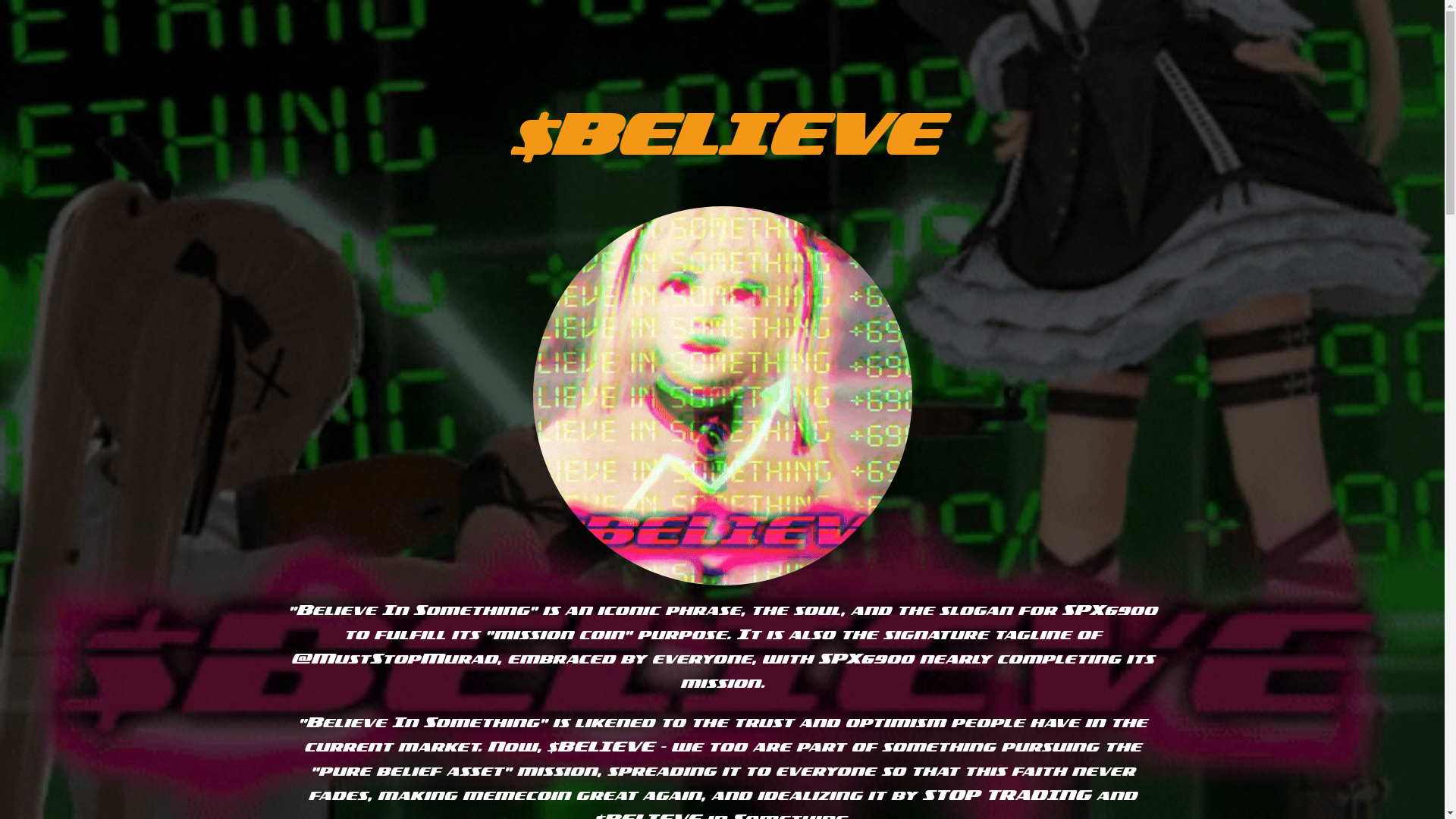 website screenshot of https://believesomething.vip/