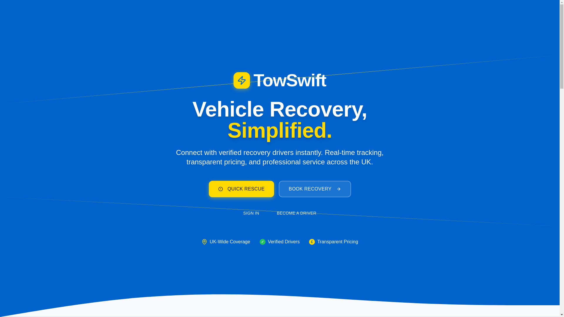 website screenshot of https://towswift.co.uk/